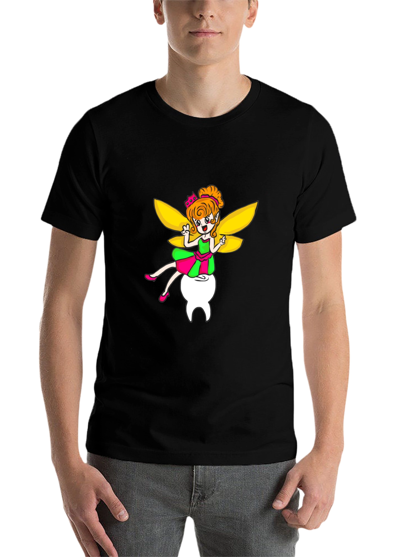 Black Tooth Fairy Graphic Tee - Unisex Black T-Shirt view 7