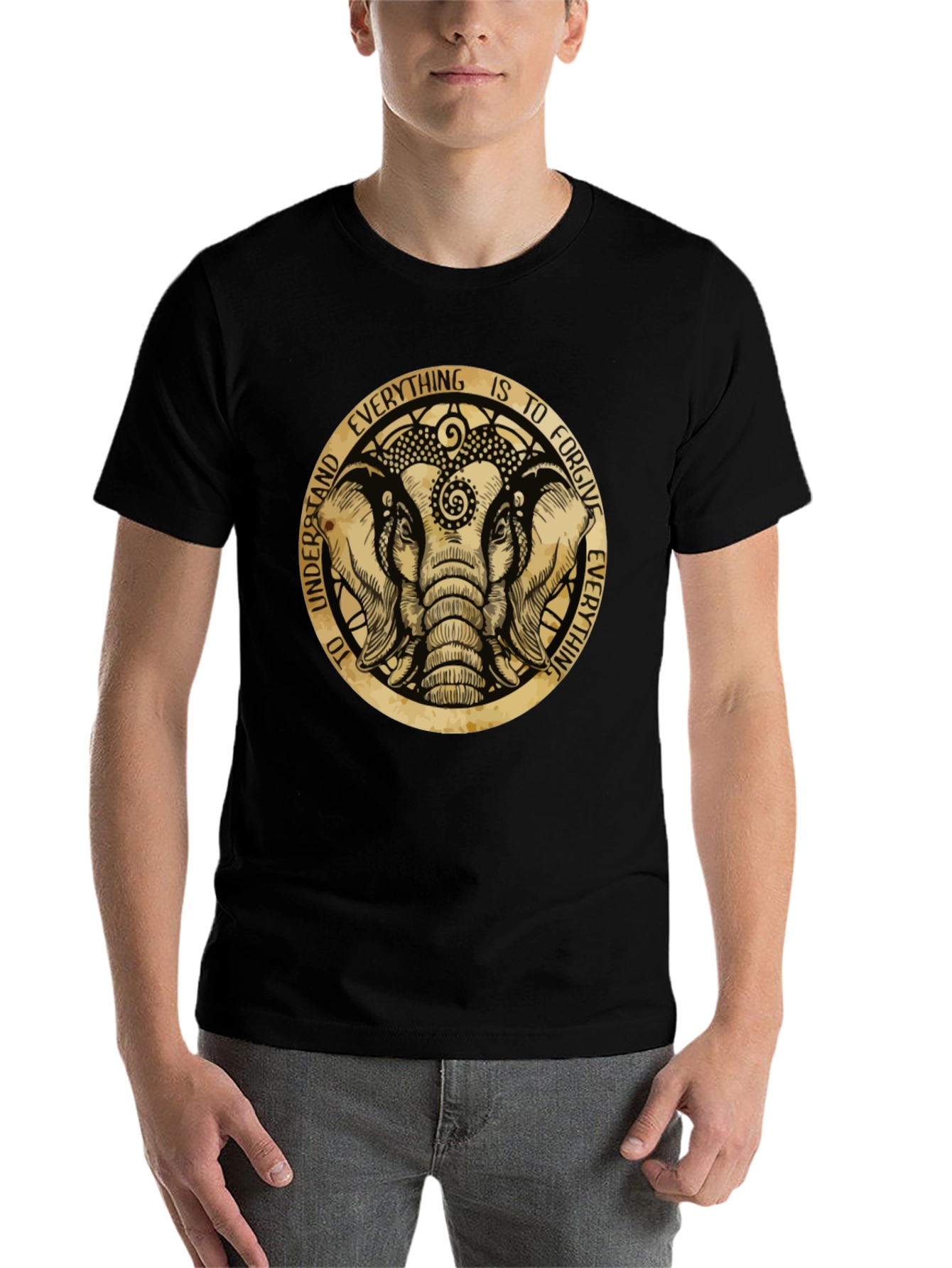 Black Elephant Forgiveness Graphic T-Shirt view 7