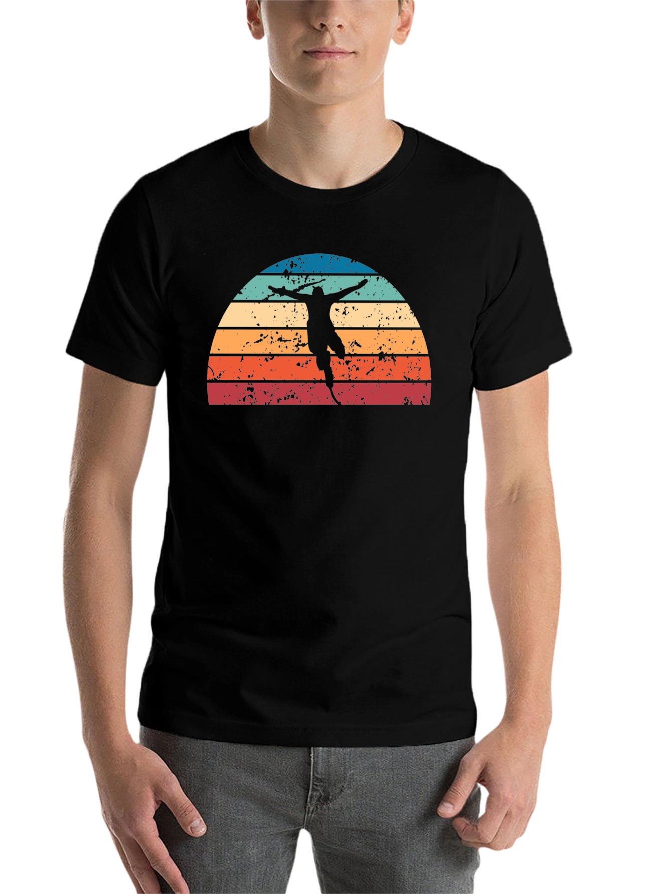 Black Vintage Fencing Sunset Graphic T-Shirt view 7