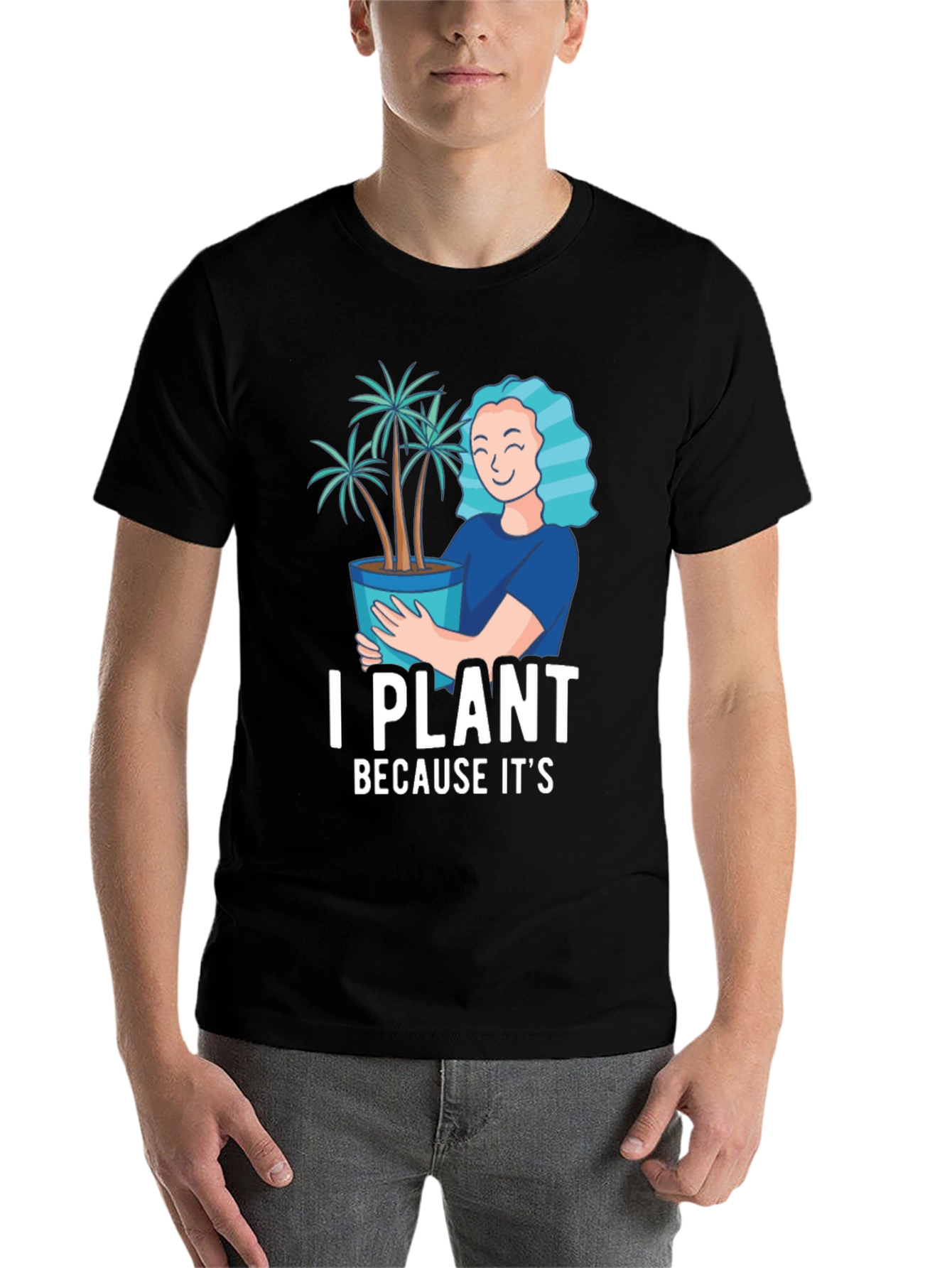 Black I Plant Because It's Therapeutic T-Shirt view 7