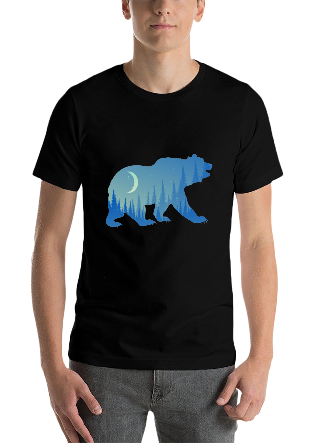 Black Nature Bear Graphic Tee - Black view 7