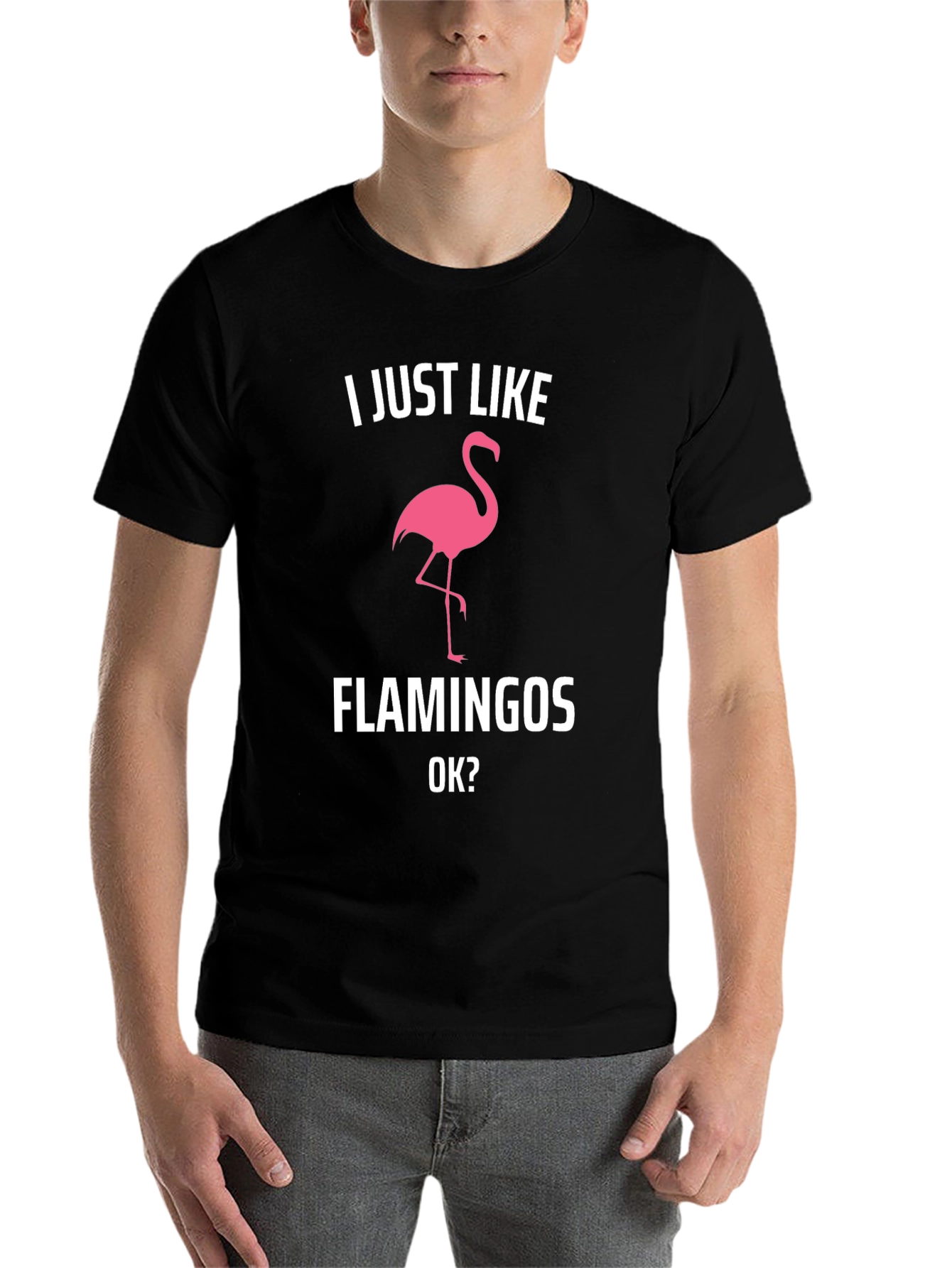 Black I Just Like Flamingos T-Shirt view 7