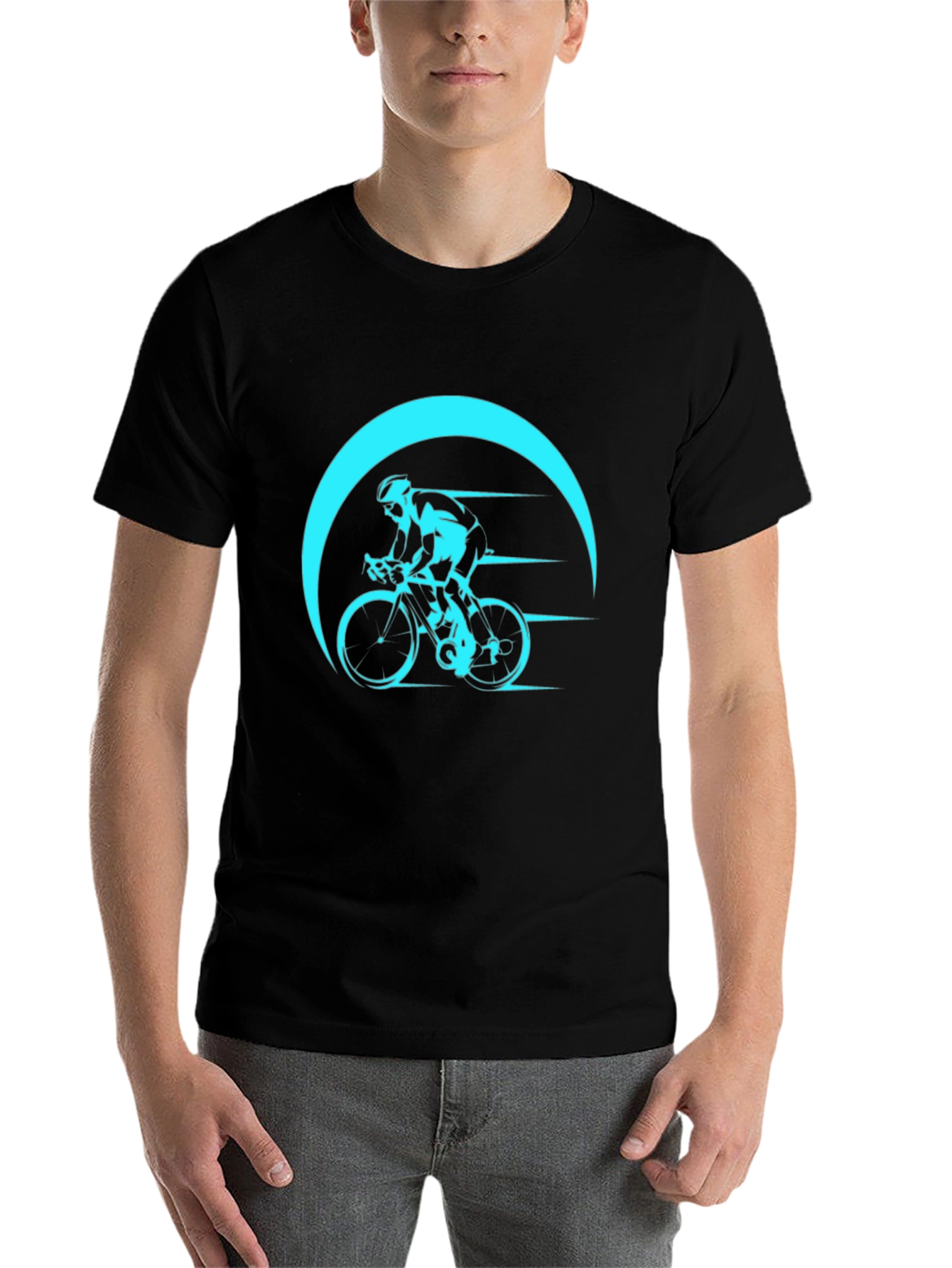 Black Cycling Graphic T-Shirt - Black Bike Design view 7
