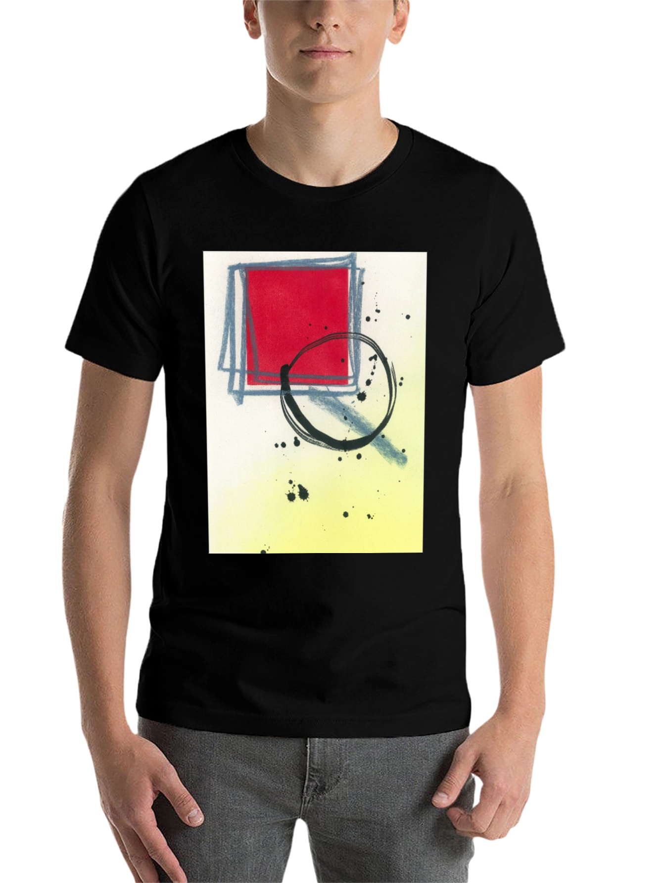 Black Abstract Graphic T-Shirt - Modern Art Tee view 7