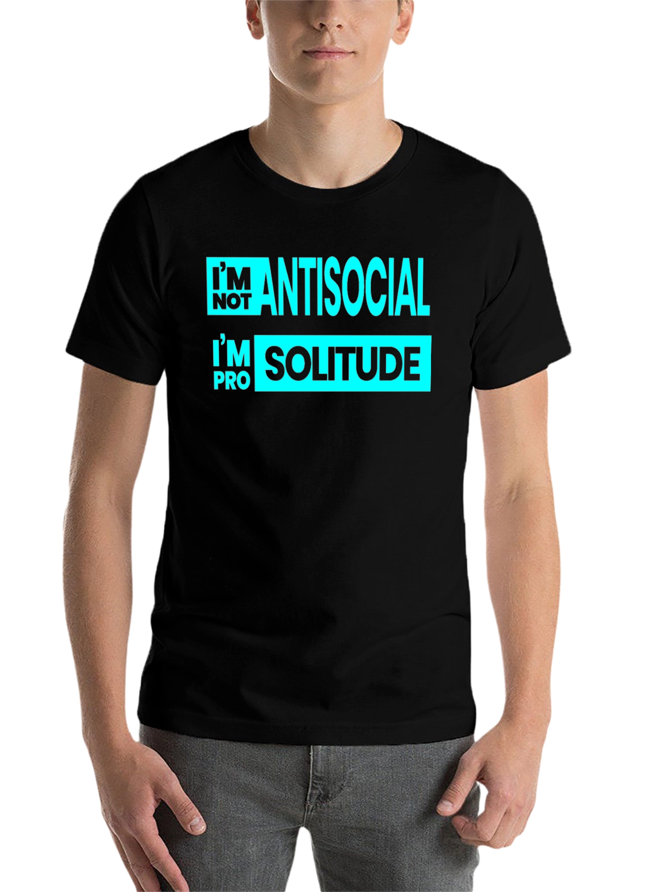 Black Antisocial Solitude Graphic T-Shirt view 7