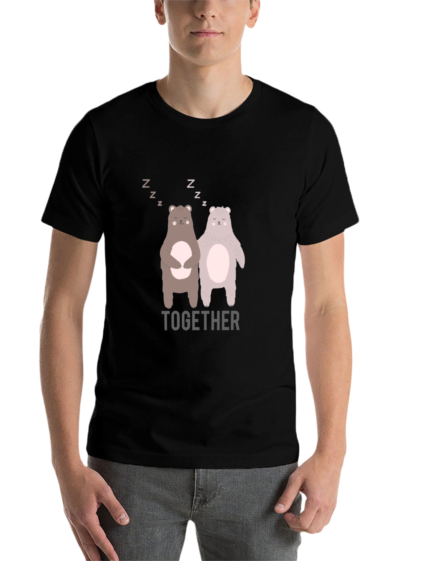 Black Bear Together Graphic Tee - Black Cotton Blend view 7