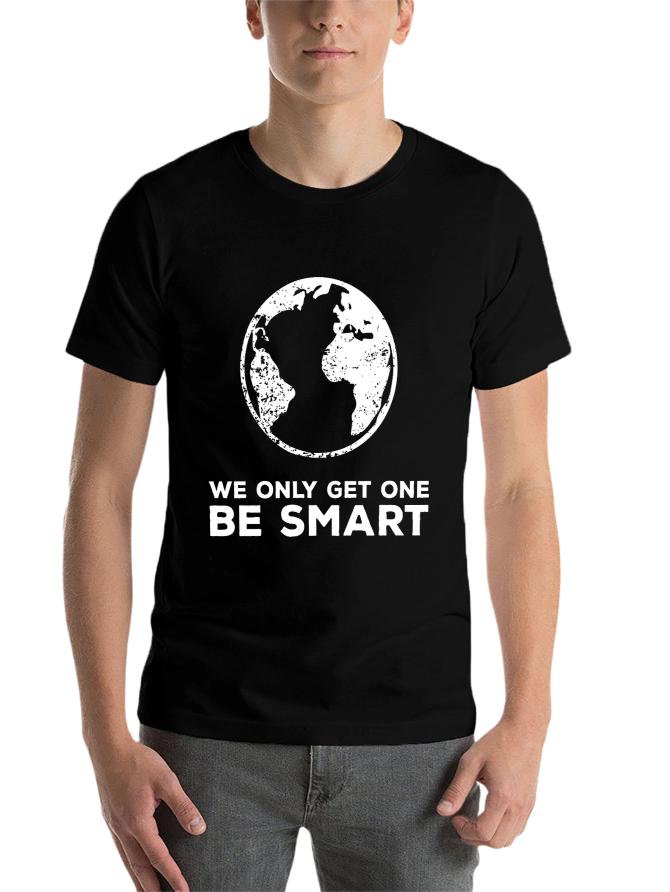 Black Eco-Friendly Black T-Shirt - "We Only Get One, Be Smart" view 7