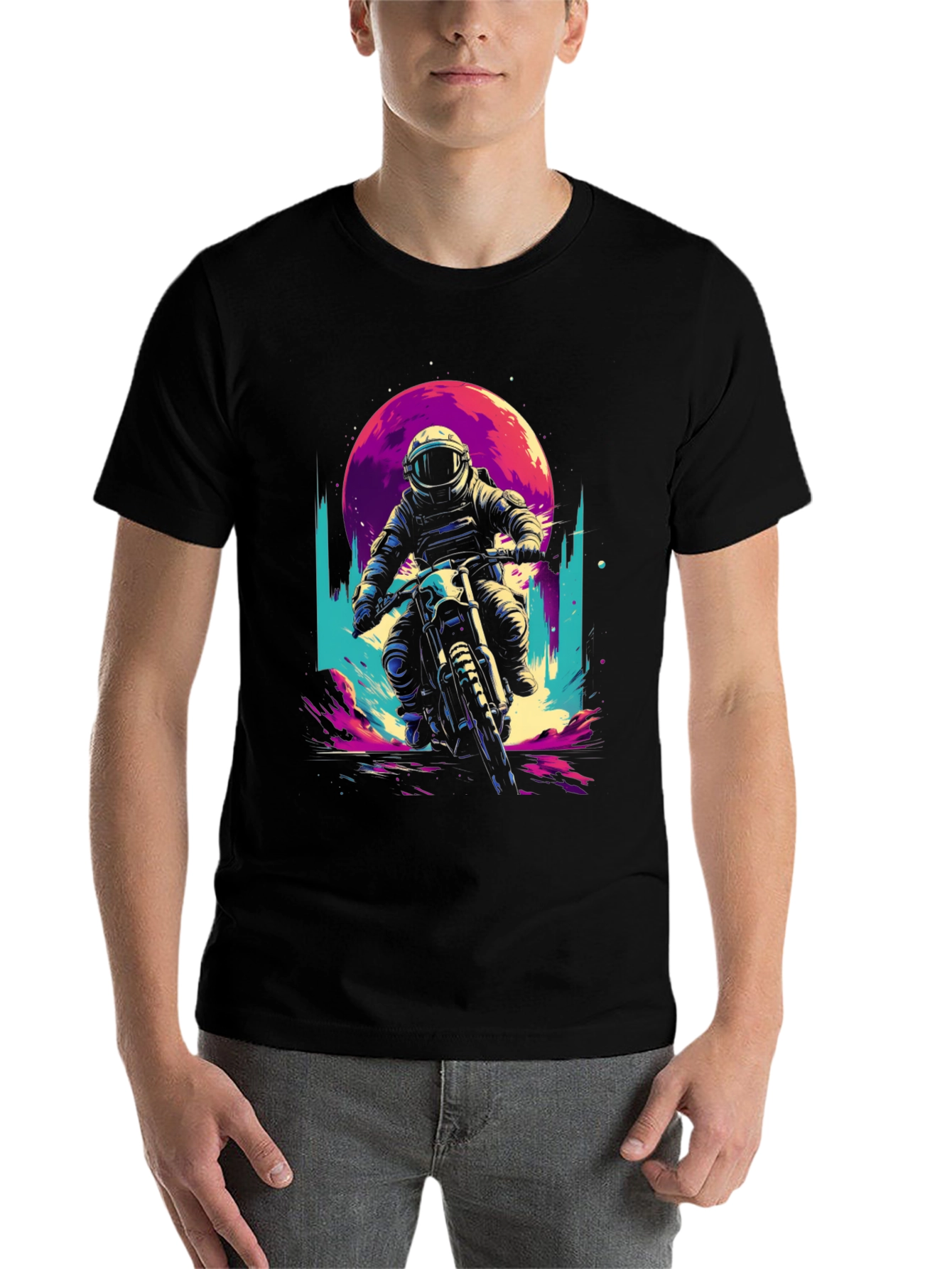 Black Retro Space Rider T-Shirt - Adventure Awaits! view 7