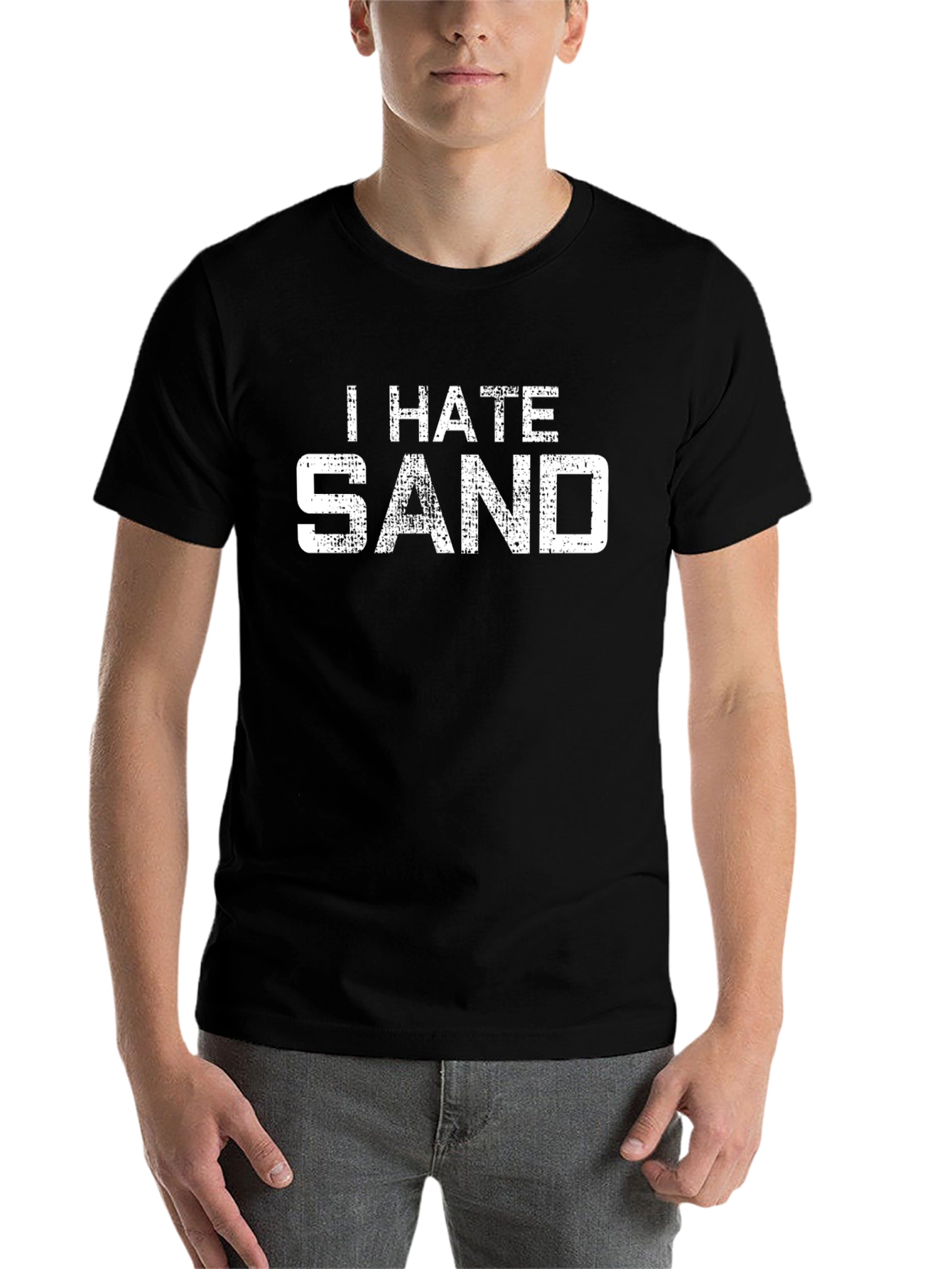Black I Hate Sand Graphic T-Shirt - Black view 7