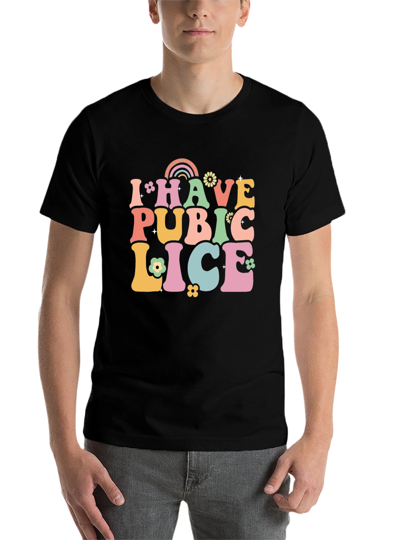 Black I Have Pubic Lice T-Shirt view 7