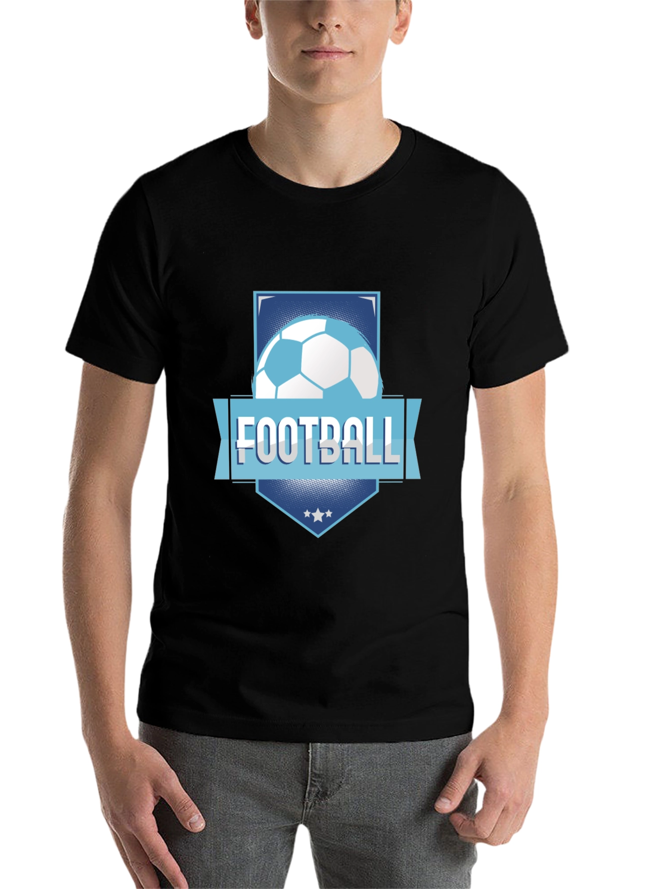 Black Football Graphic Tee - Black Cotton Blend view 7