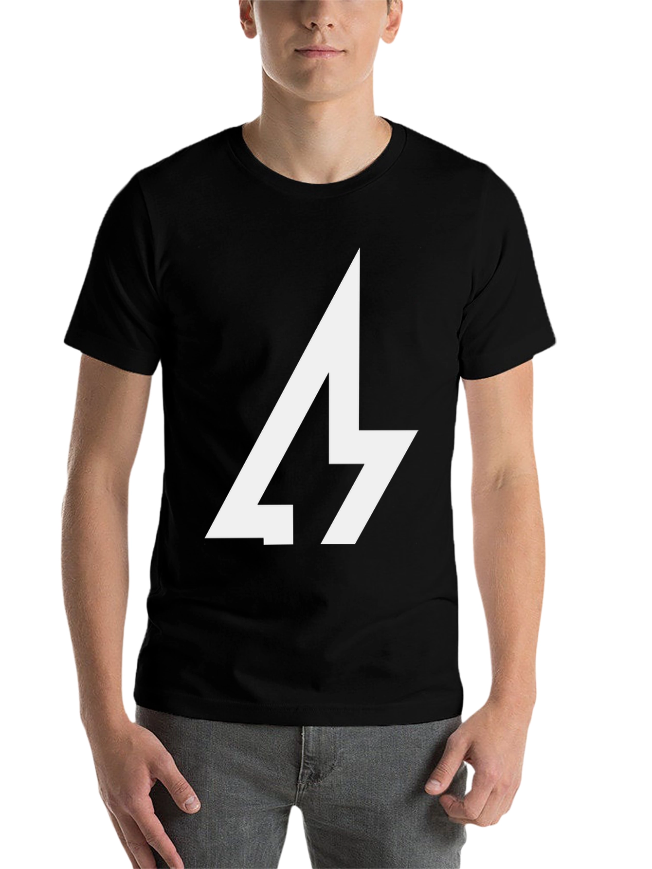 Black Bold Graphic Tee - Lightning Bolt Design view 7