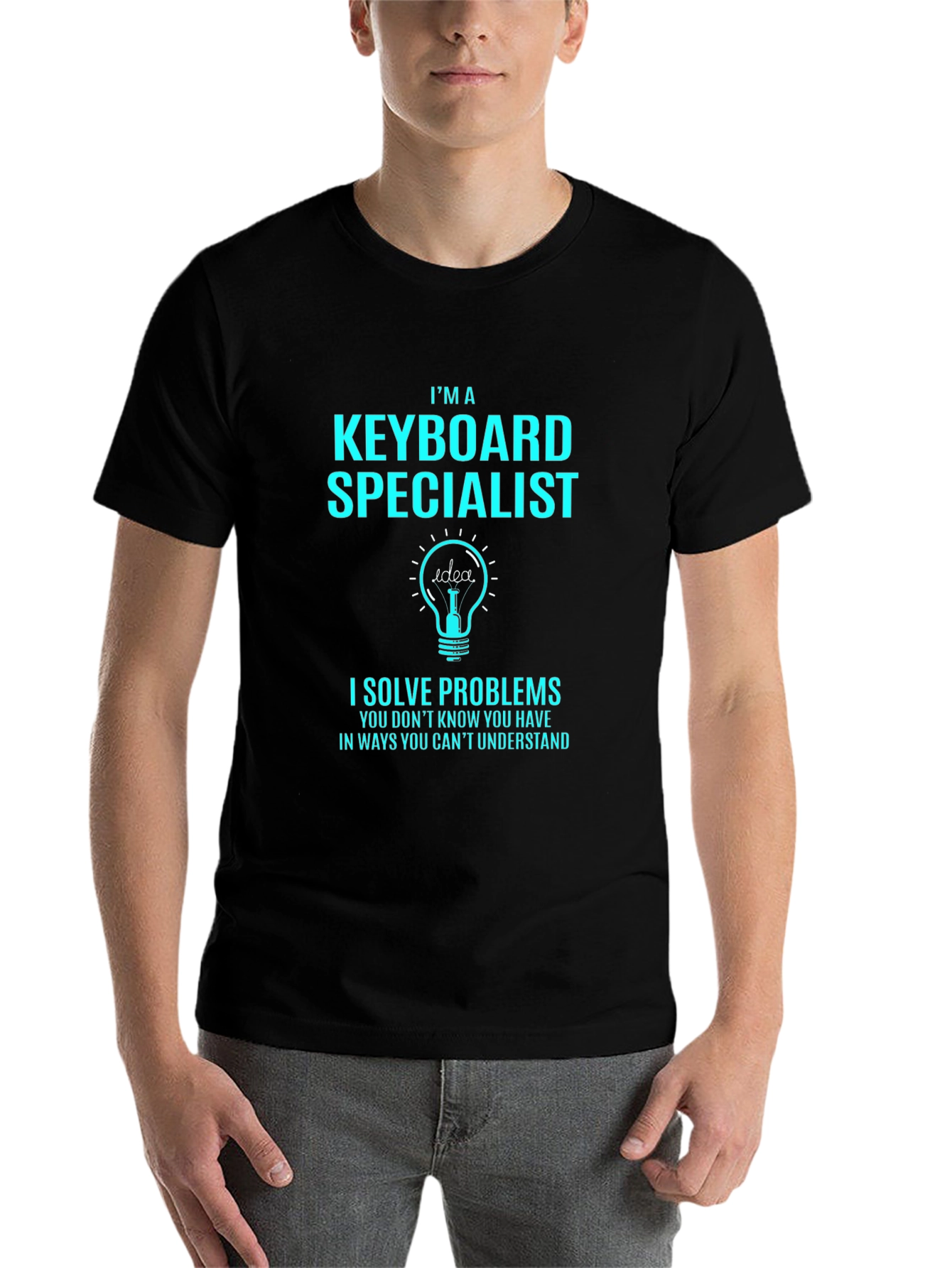 Black Keyboard Specialist Novelty Graphic Tee view 7