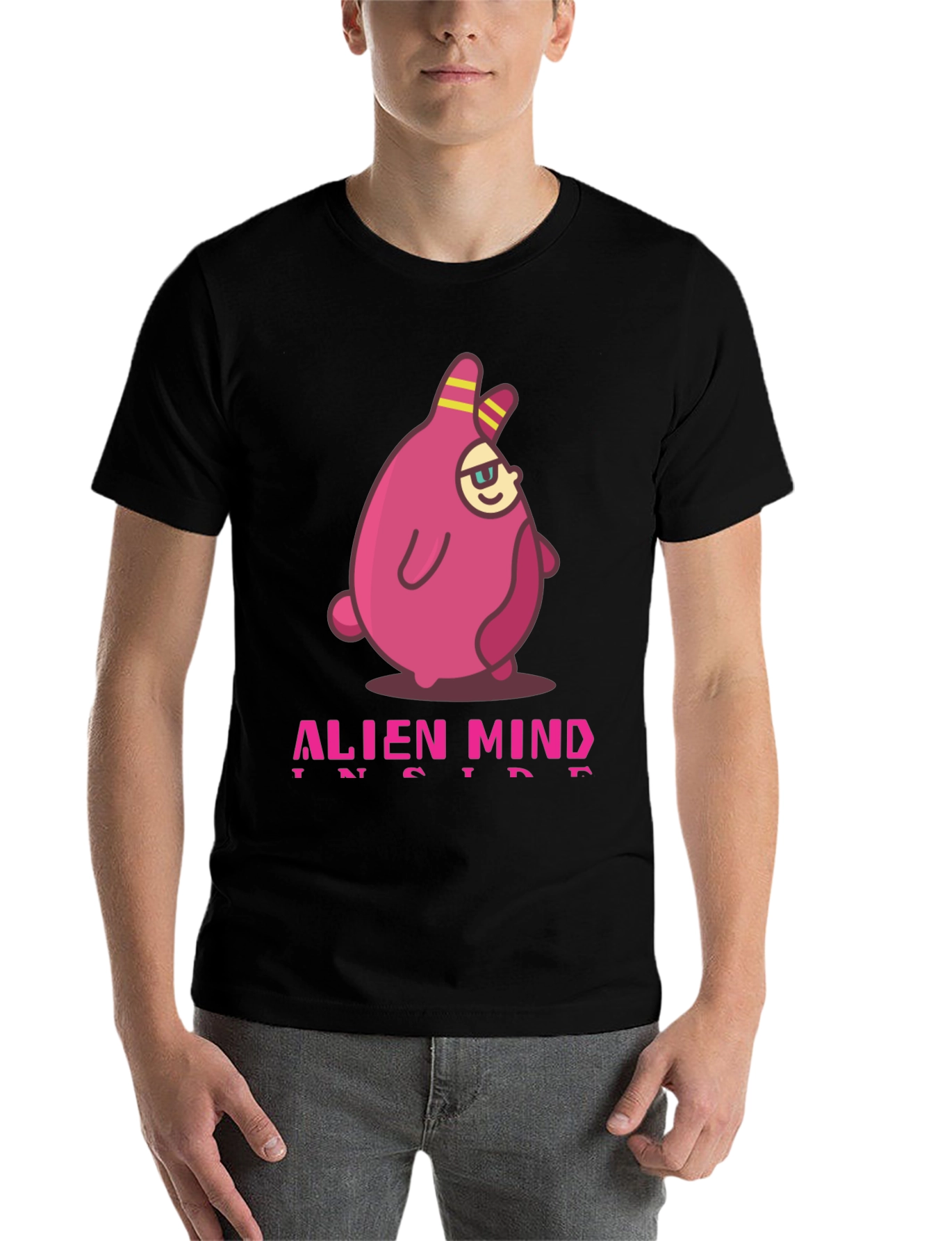 Black Alien Mind Inside Graphic Print Black T-Shirt view 7
