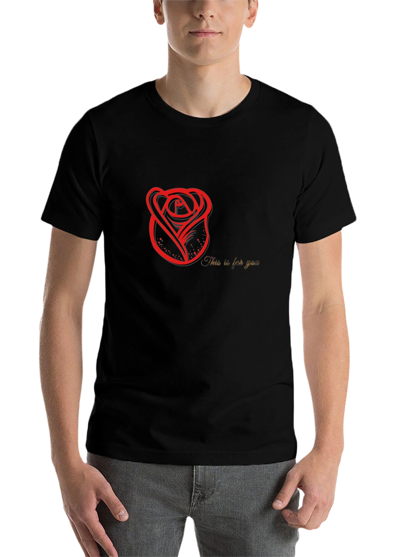 Black Rose Graphic Men's Black T-Shirt view 7