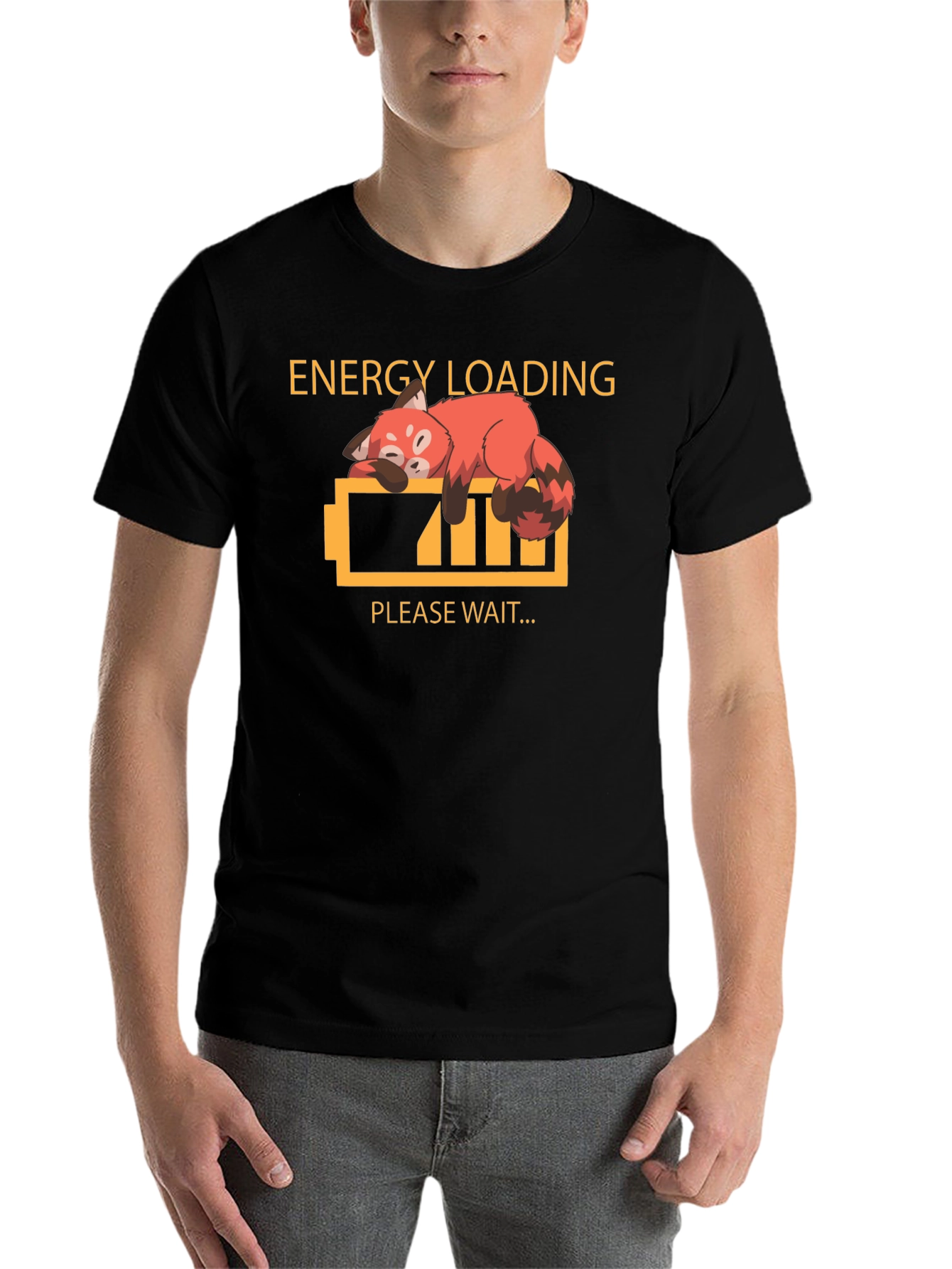 Black Energy Loading Funny Red Panda Graphic T-Shirt view 7
