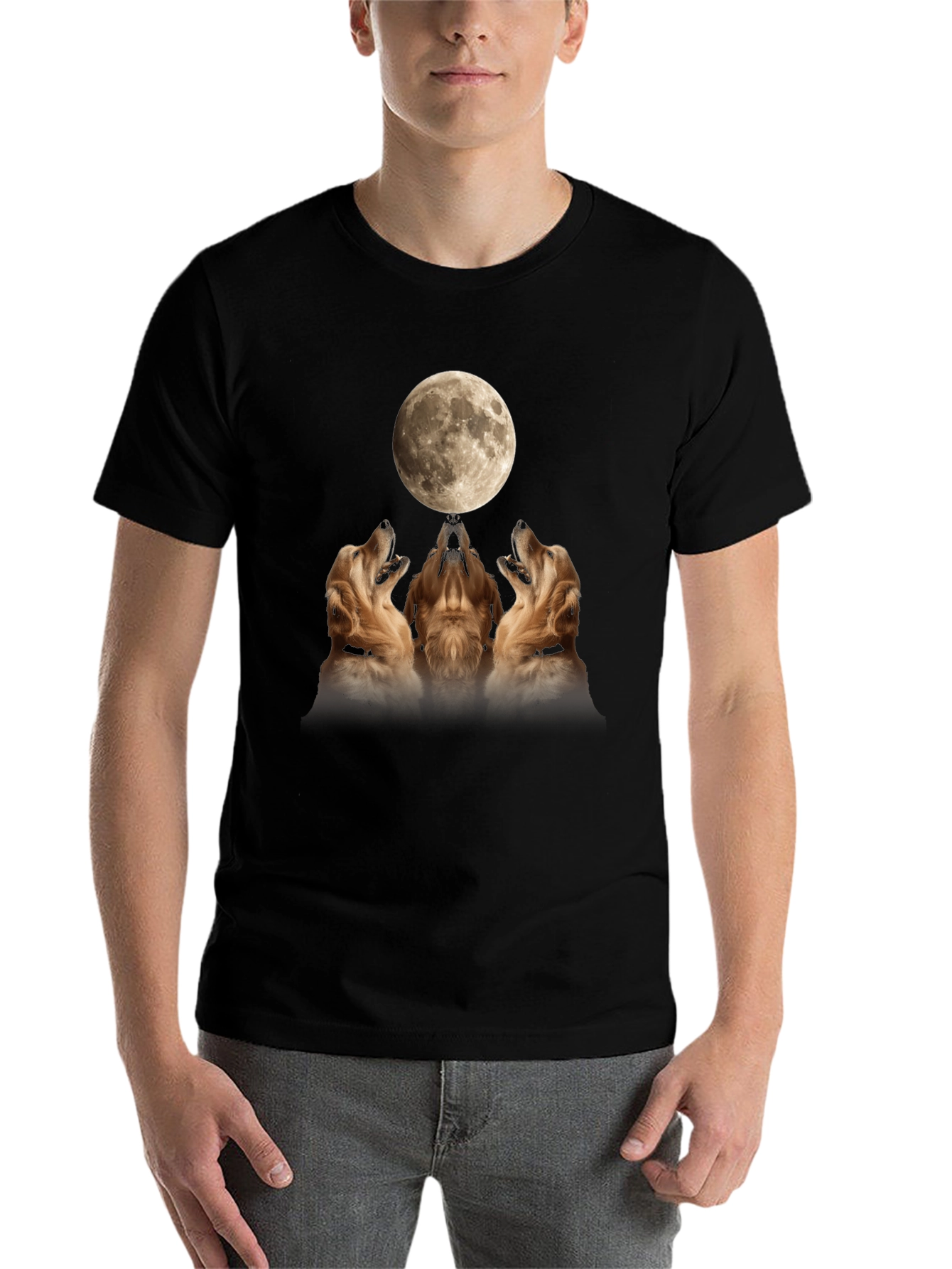 Golden Retriever Moon Howl Graphic T-Shirt - 7