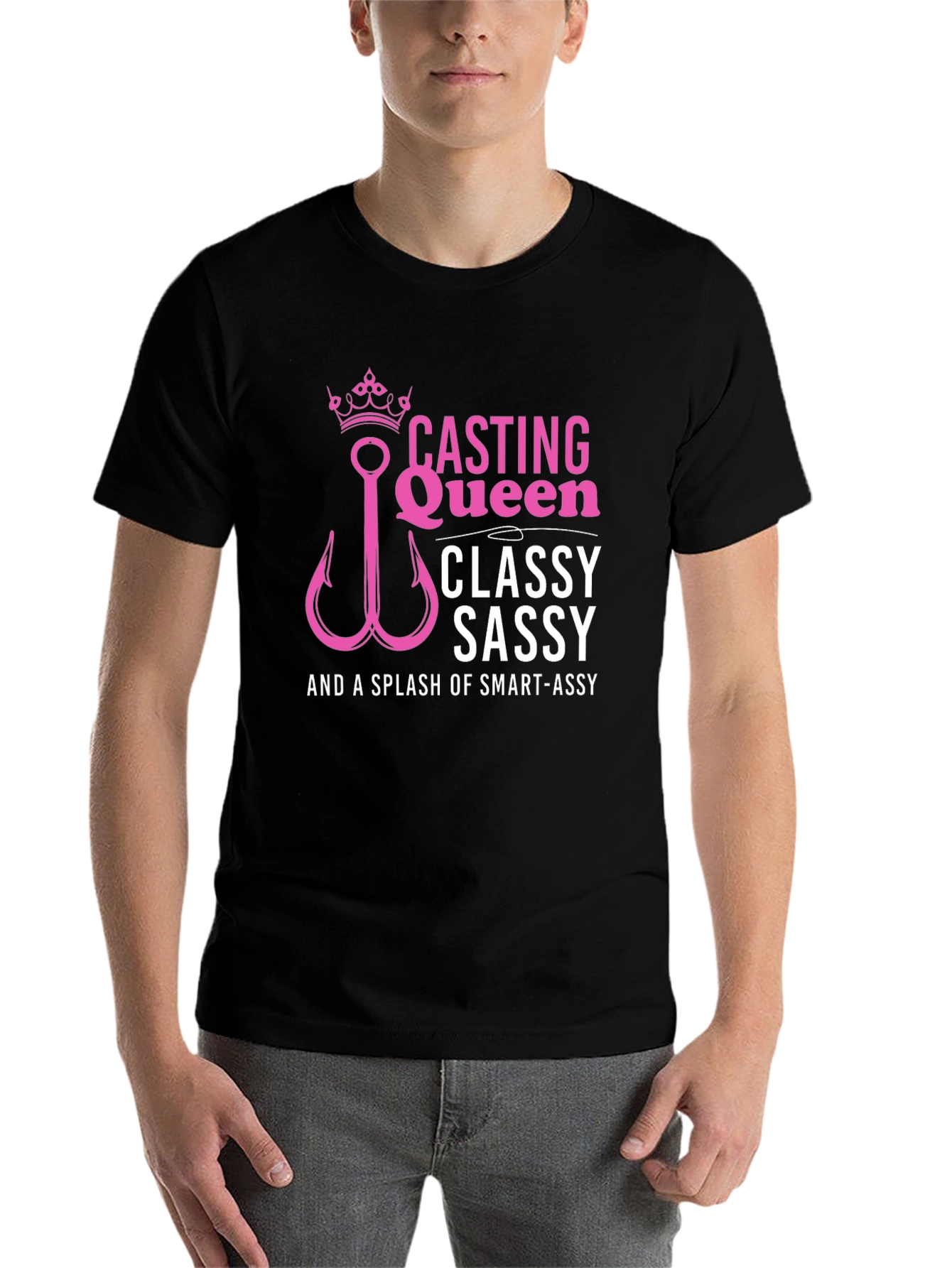 Black Casting Queen Tee: Classy, Sassy, Smart-Assy Fishing Shirt view 7