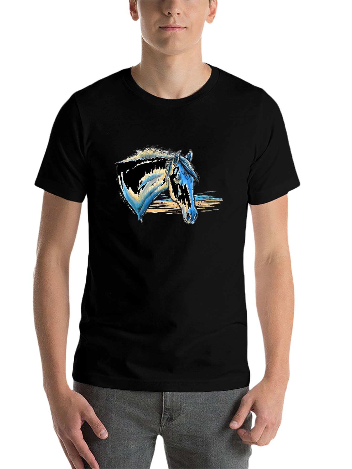 Black Horse Head Graphic Print Tee view 7
