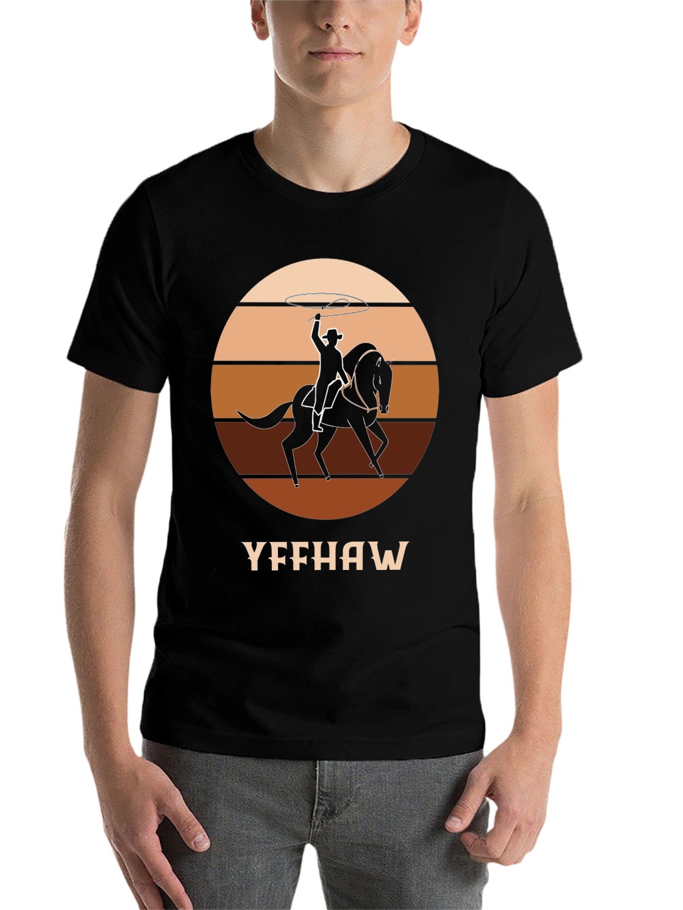 Black Yeehaw Cowboy Horse T-Shirt - Western Style Tee view 7