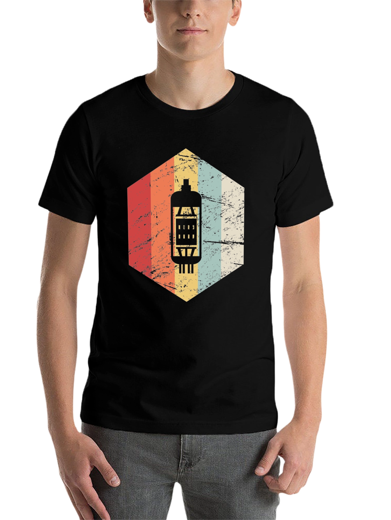 Black Vintage Retro Tube Amp T-Shirt - Musician Gift view 7