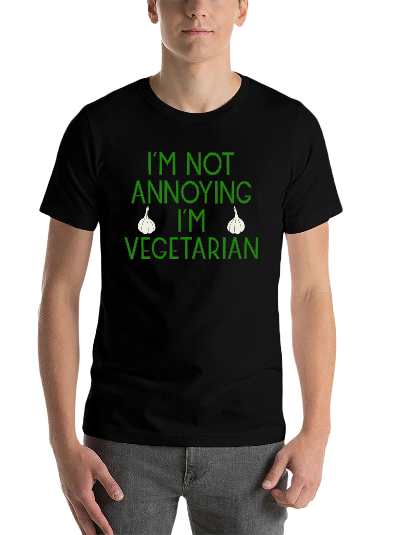 Black Funny Vegetarian T-Shirt view 7