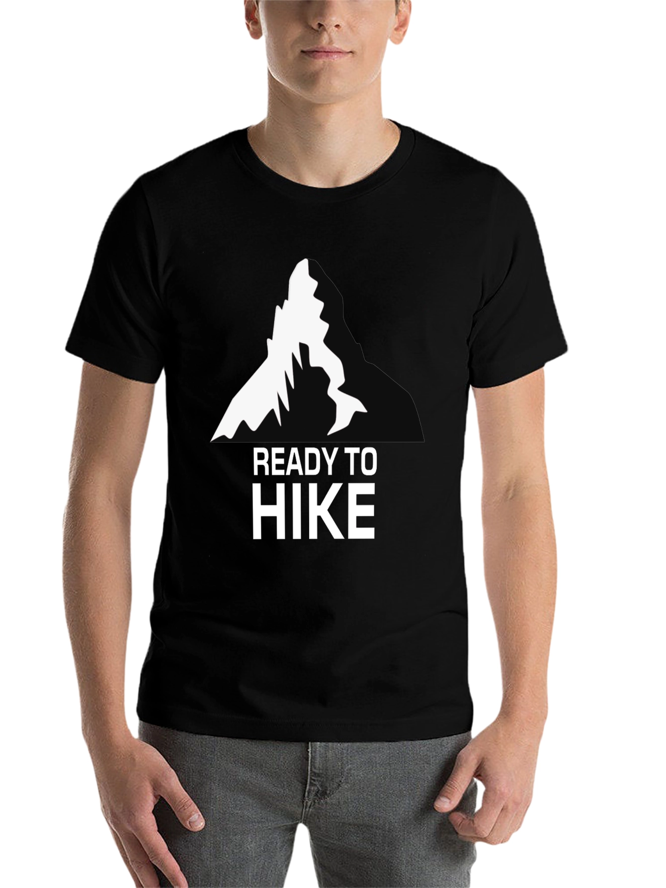 Black Ready To Hike T-Shirt - Mountain Design view 7