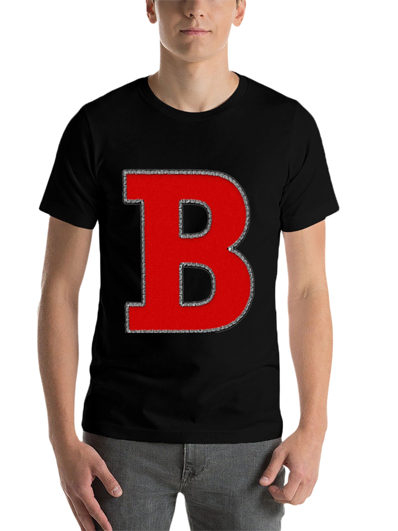 Black Bold Red Letter "B" Graphic Tee - Casual Style view 7