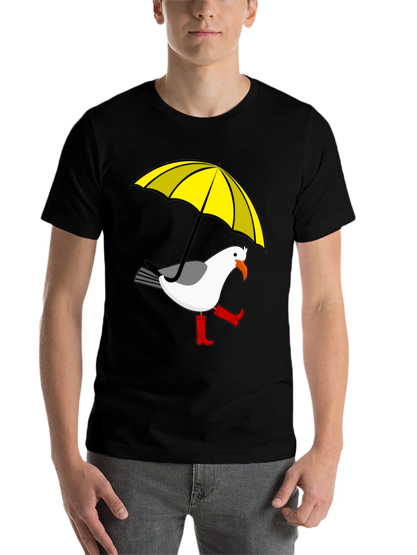 Black Rainy Day Seagull T-Shirt view 7