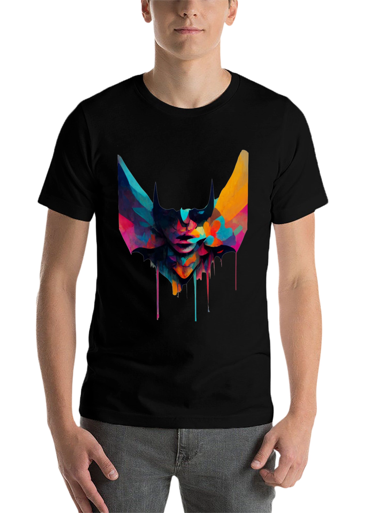 Black Abstract Art Graphic Tee - Modern Unisex T-Shirt view 7