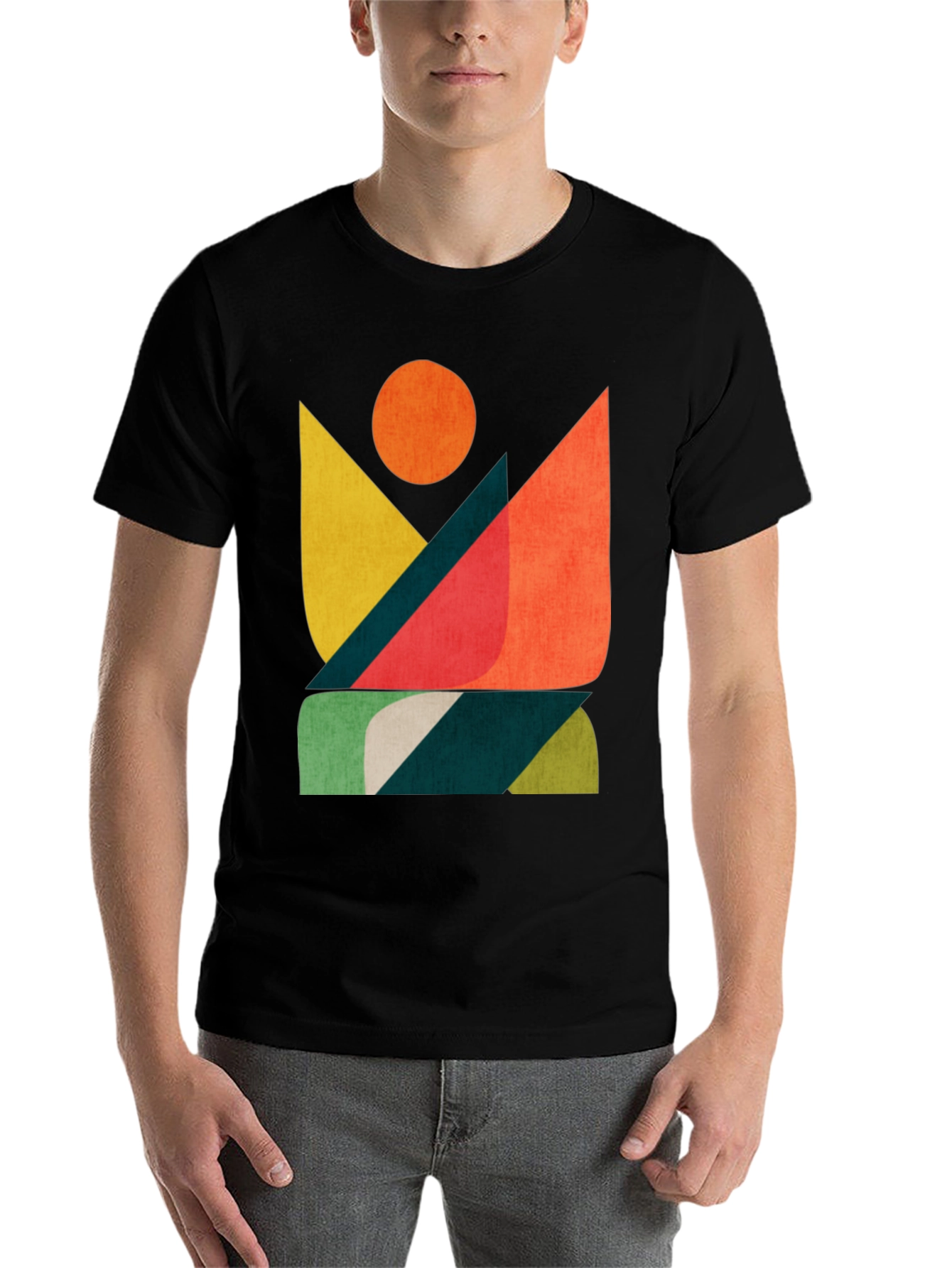 Black Abstract Graphic Print Men's T-Shirt view 7