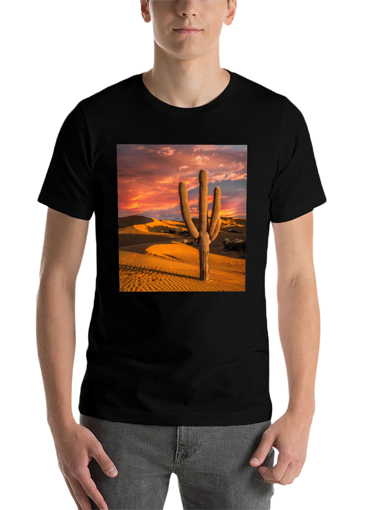 Black Cactus Sunset Tee - Desert Vibes view 7