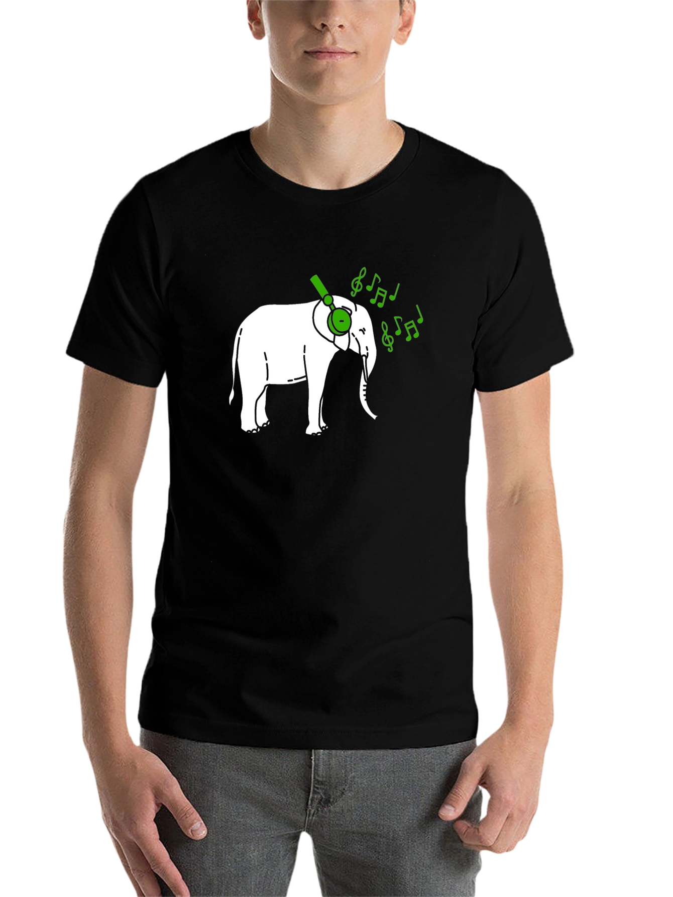 Black Musical Elephant T-Shirt - Hear the Beat! view 7