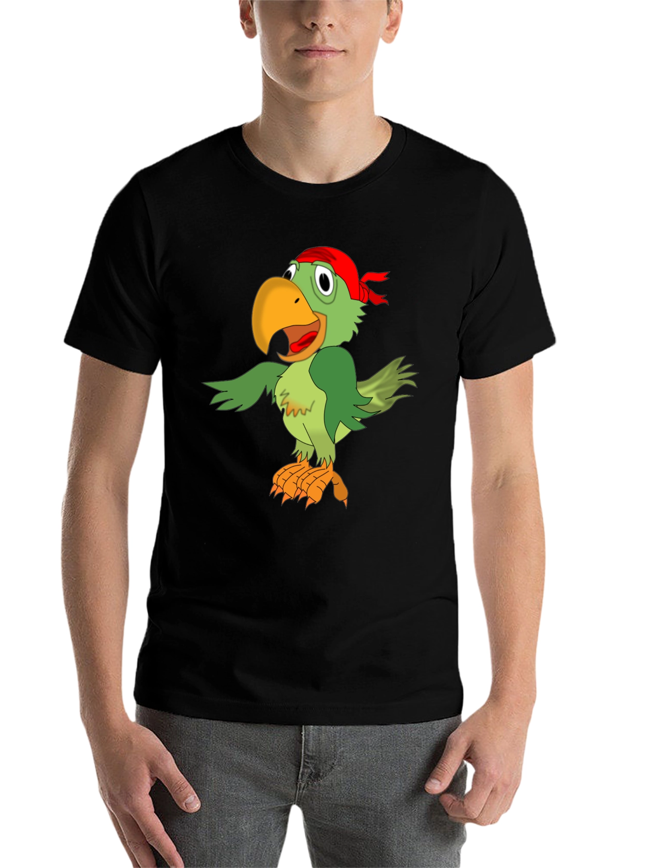 Black Parrot Pirate Graphic Tee - Men's Black T-Shirt view 7