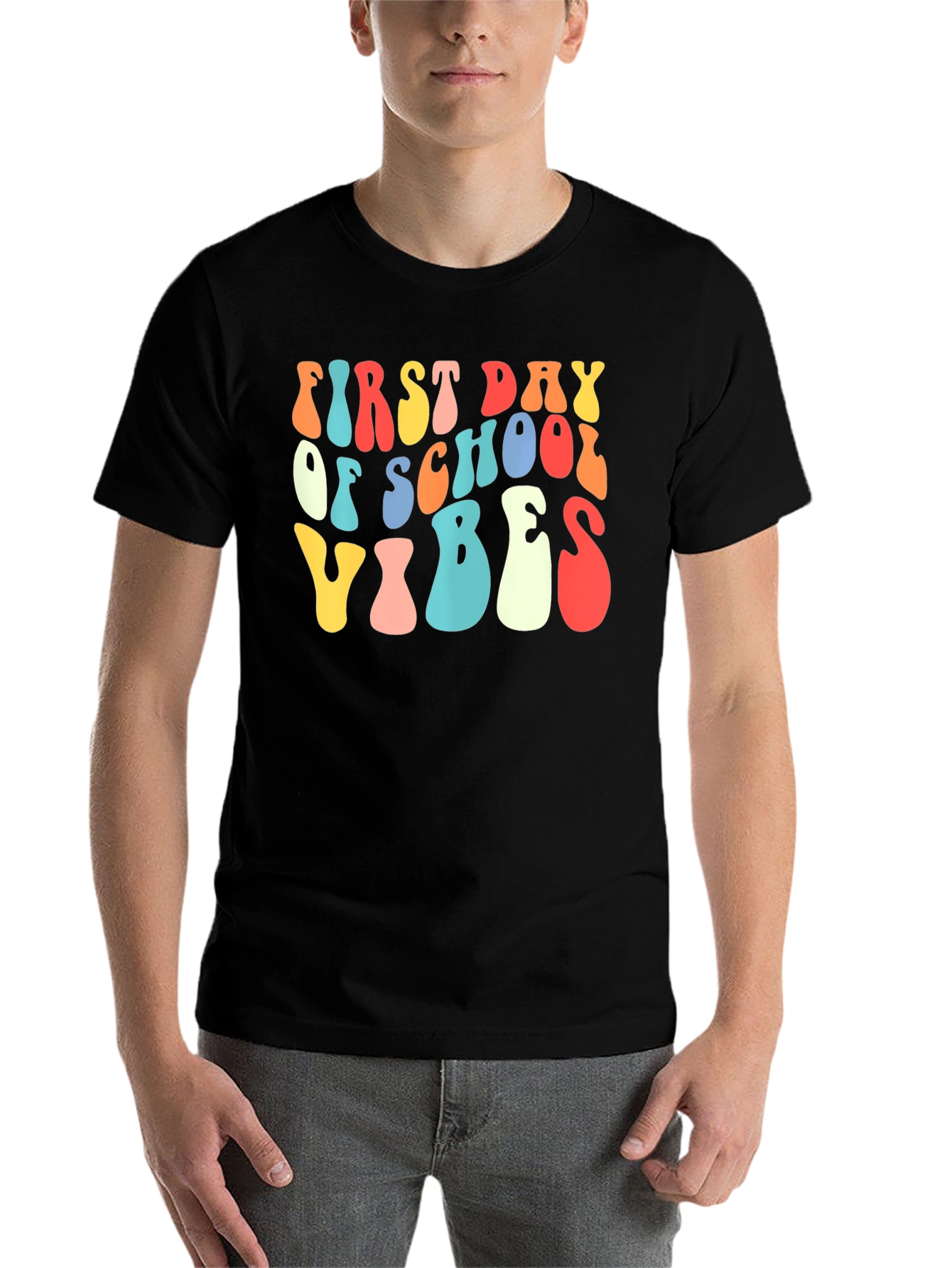 Black First Day of School Vibes Retro Tee view 7