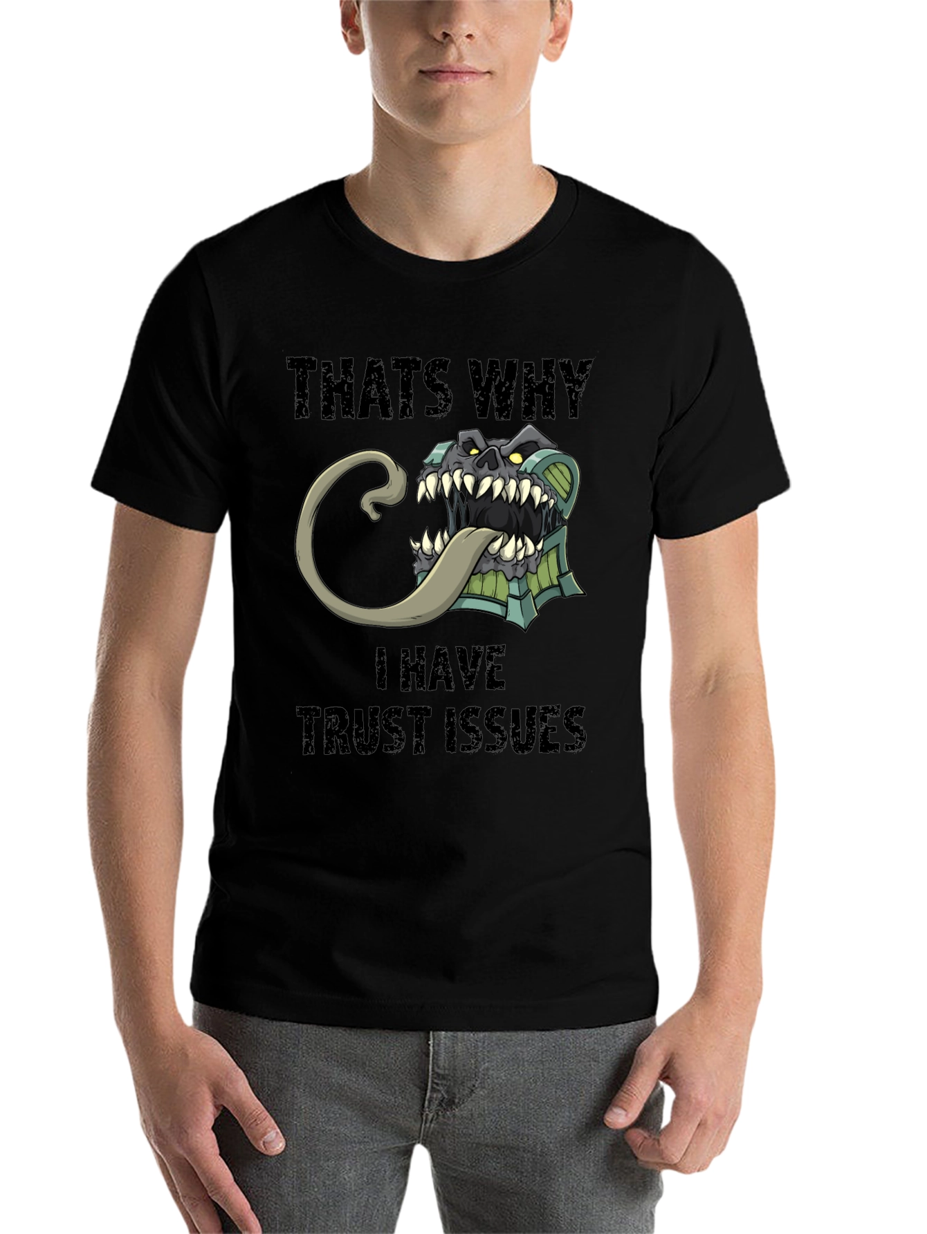 Black Trust Issues T-Shirt Funny Mimic Monster Tee view 7