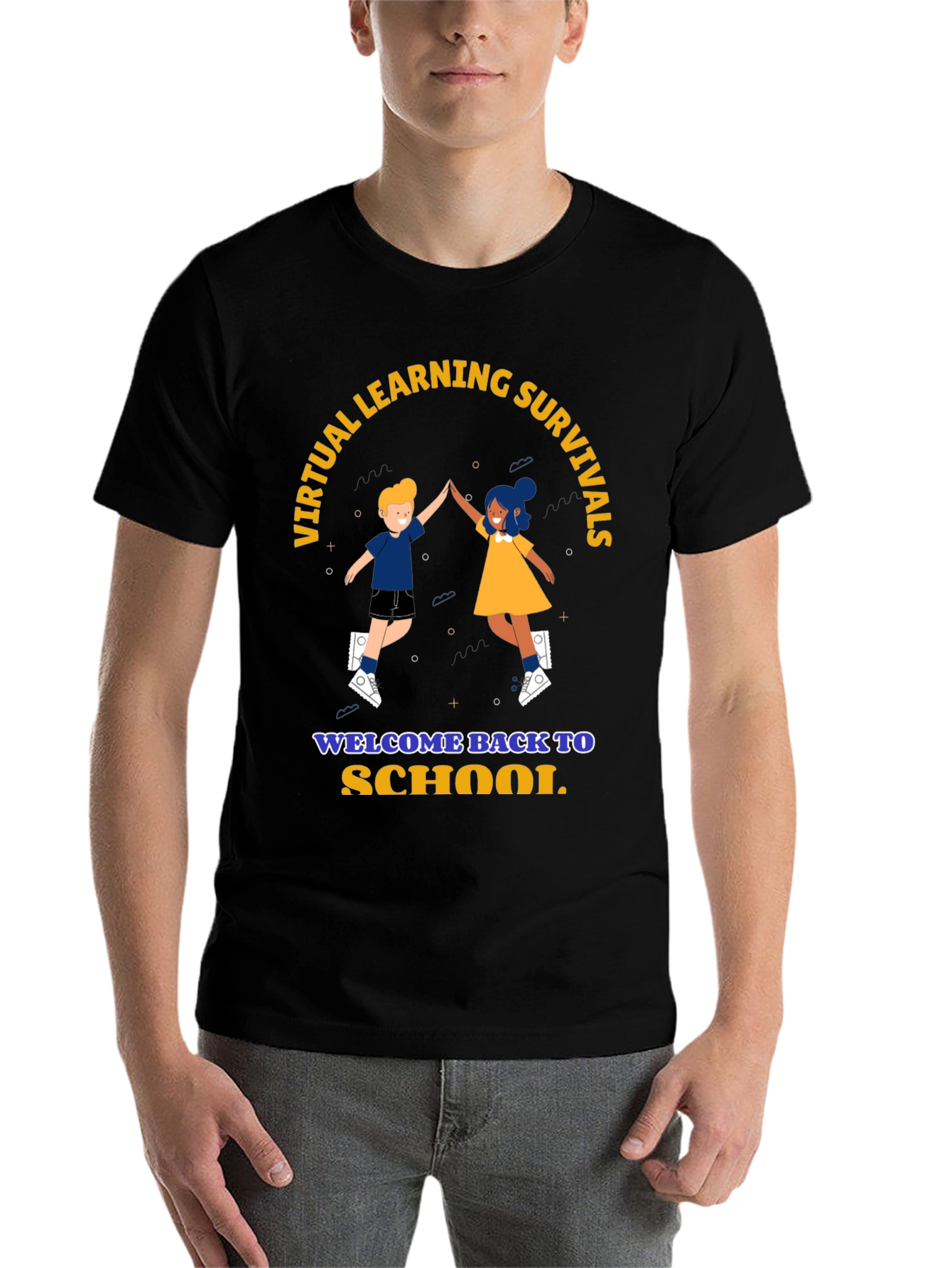 Black Virtual Learning Survival Back To School T-Shirt view 7