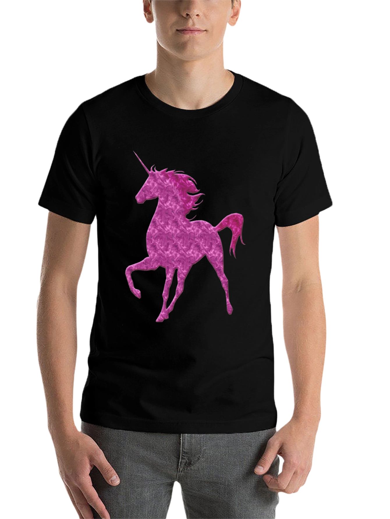 Black Unicorn Graphic Print Crew Neck Men's T-Shirt view 7