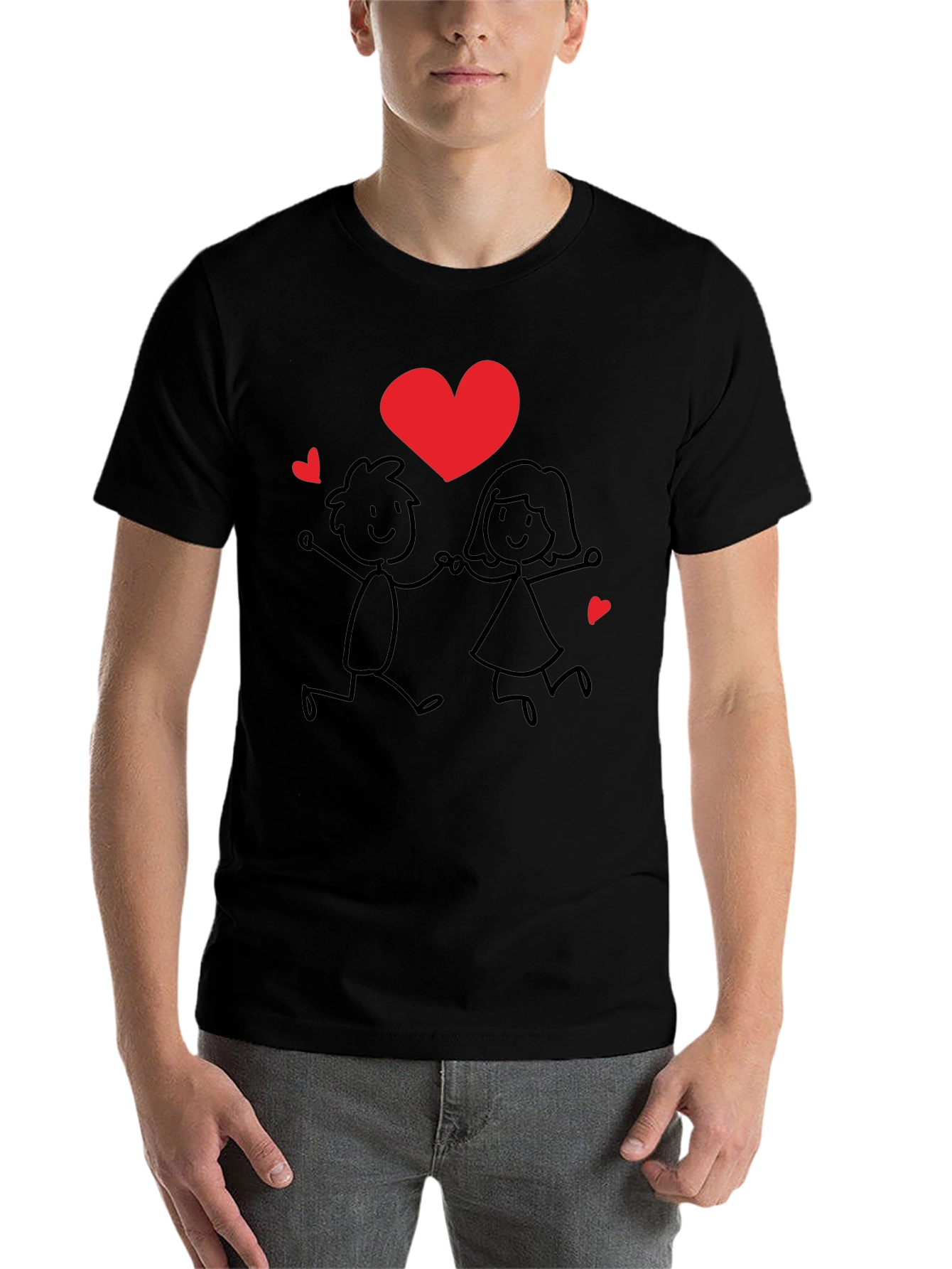Black Love Couple Graphic Tee - Unisex Black T-Shirt view 7