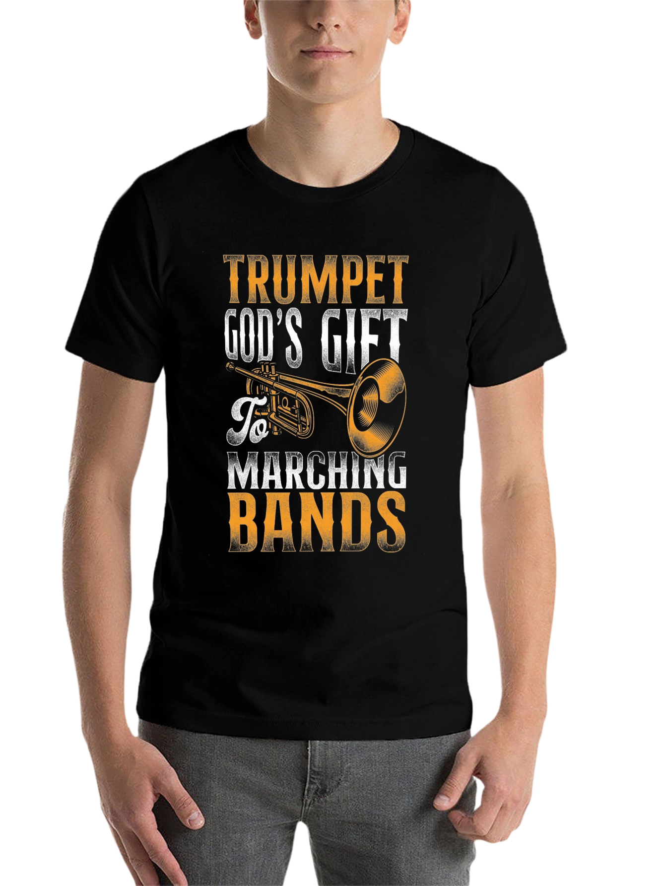 Black Trumpet God's Gift Marching Bands Black T-Shirt view 7