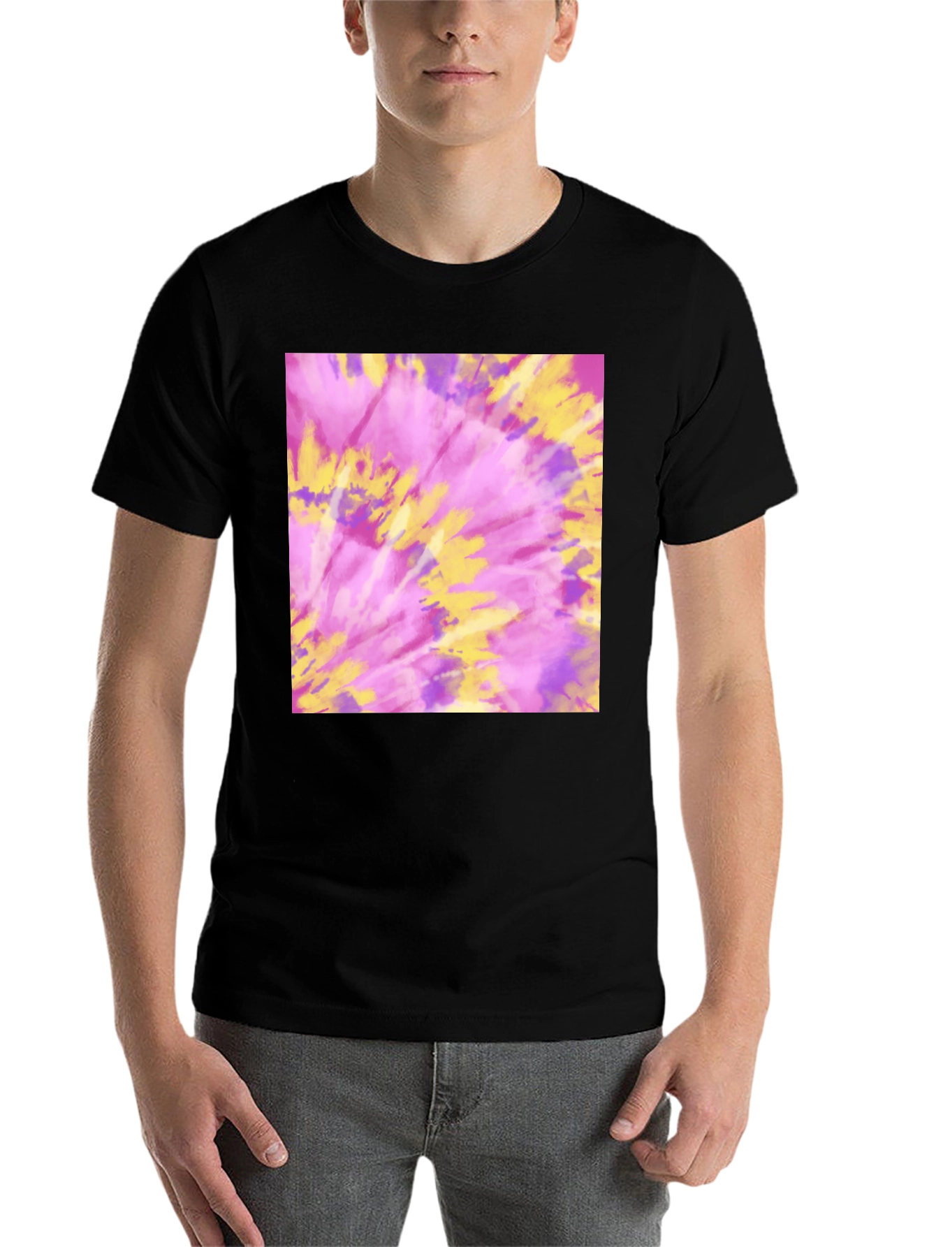 Black Tie-Dye Graphic Tee - Soft & Stylish view 7