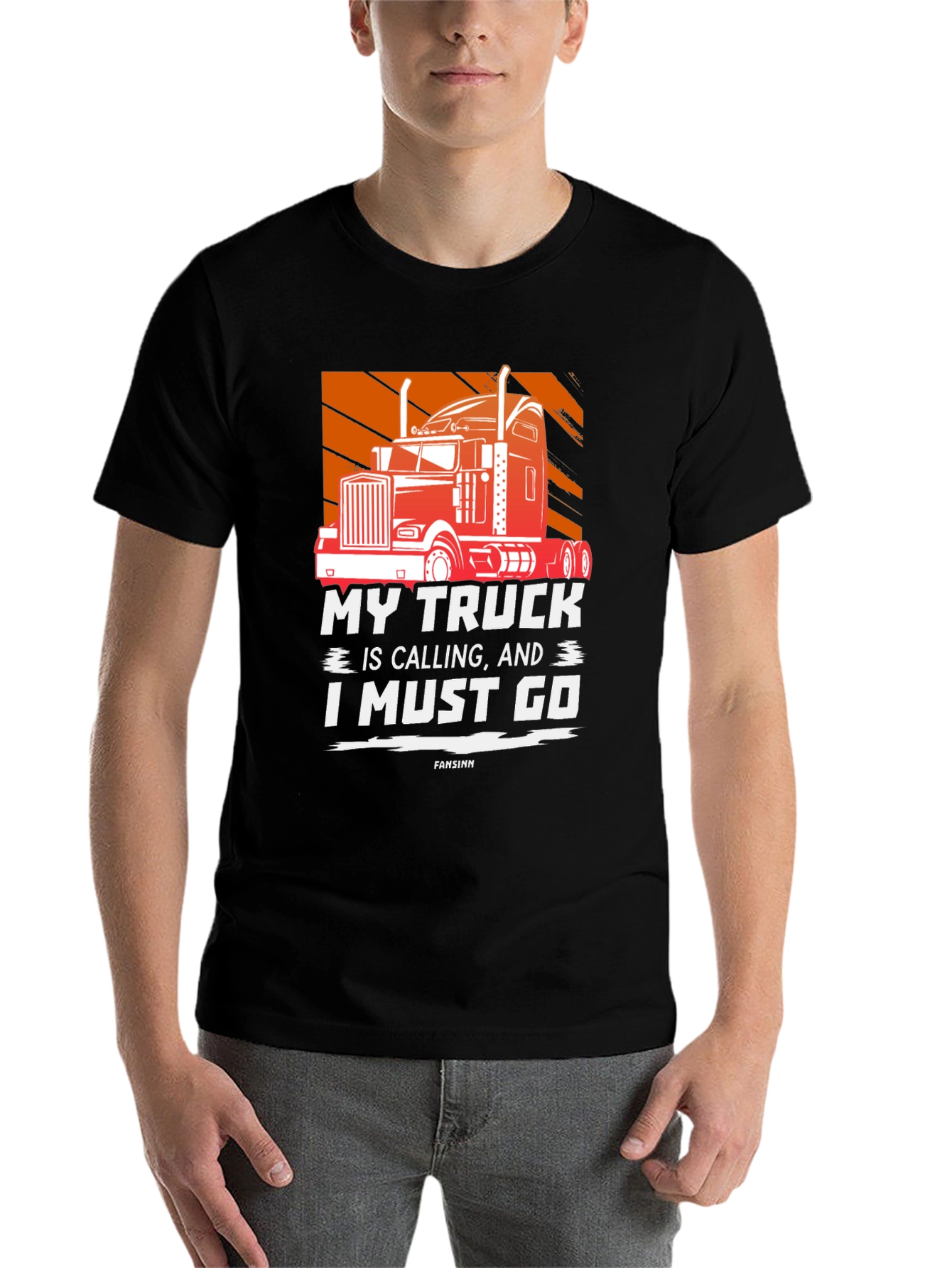 Black My Truck is Calling Men's Graphic T-Shirt view 7
