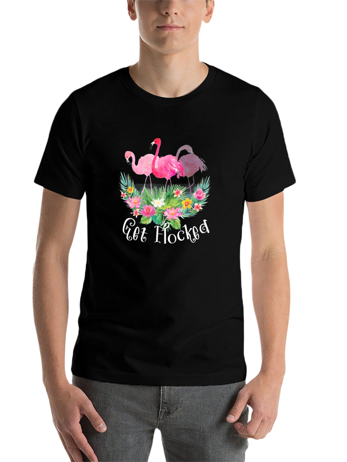 Black Get Flocked Flamingo Graphic T-Shirt view 7