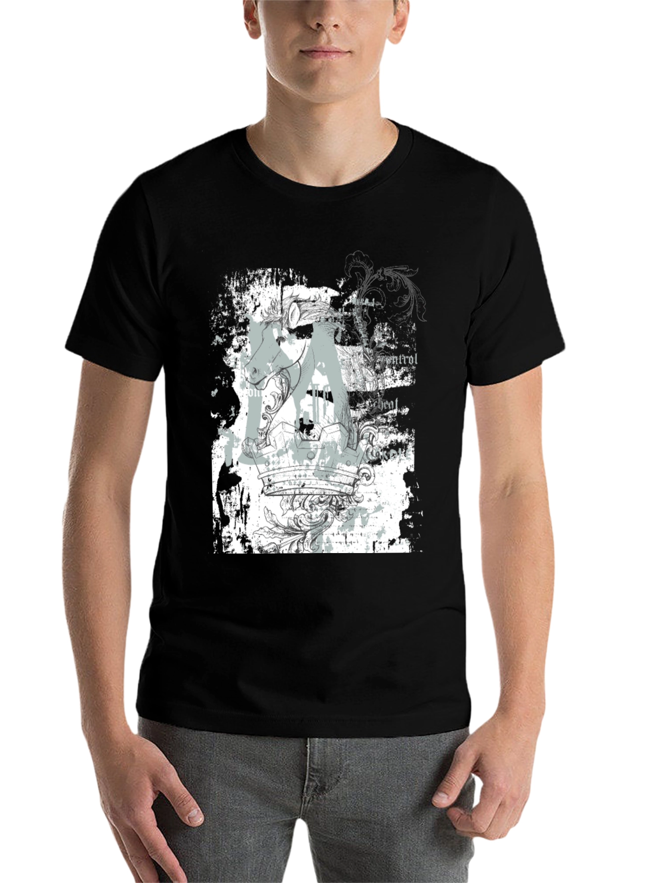 Black Abstract Graphic Print Black T-Shirt view 7