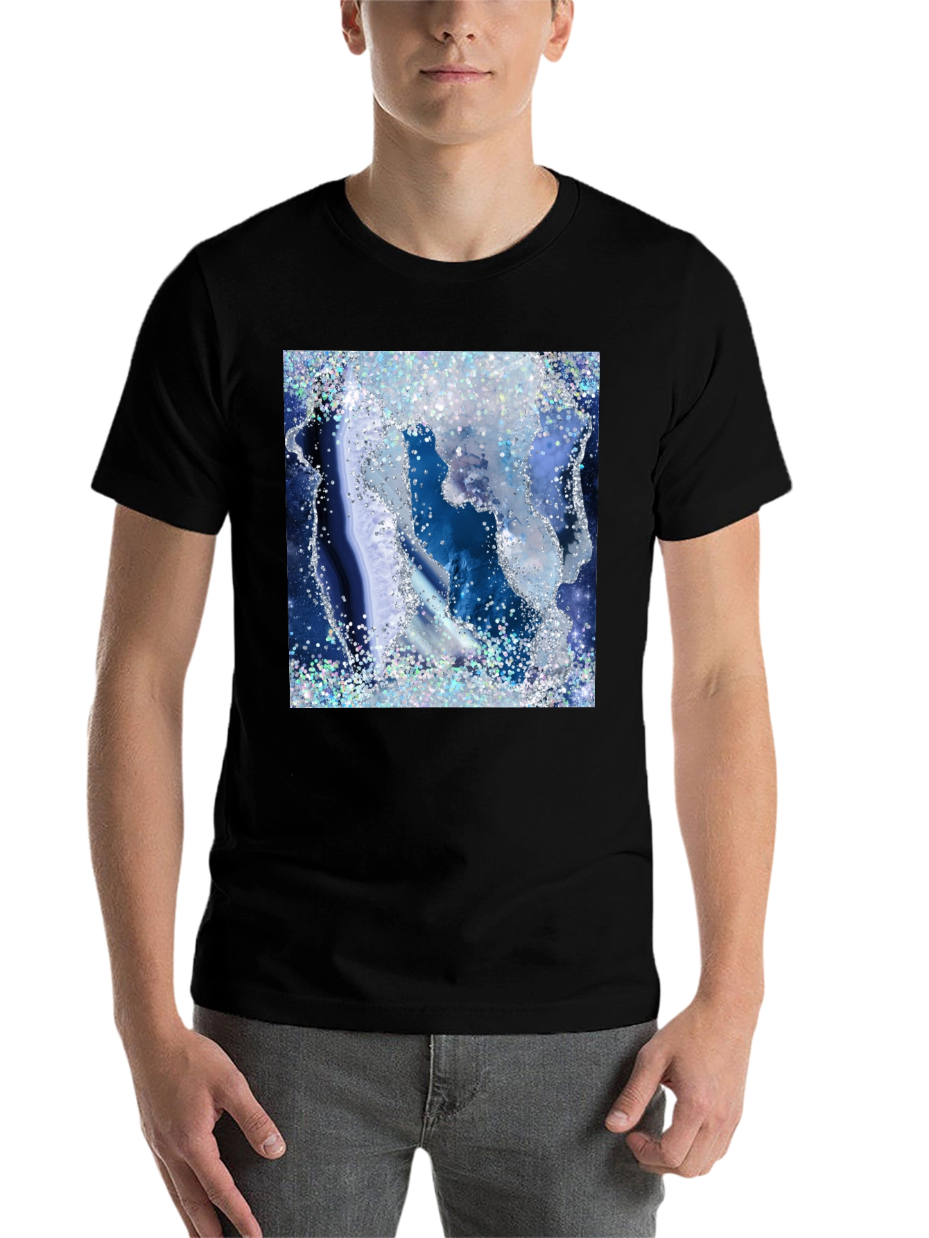 Black Blue Geode Glitter Graphic Tee view 7