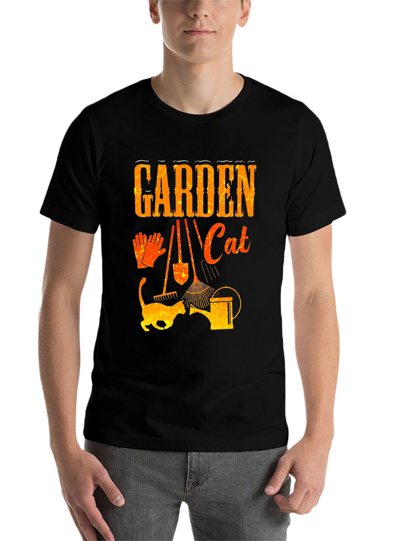 Black Garden Cat T-Shirt - Gardening Lover Tee view 7