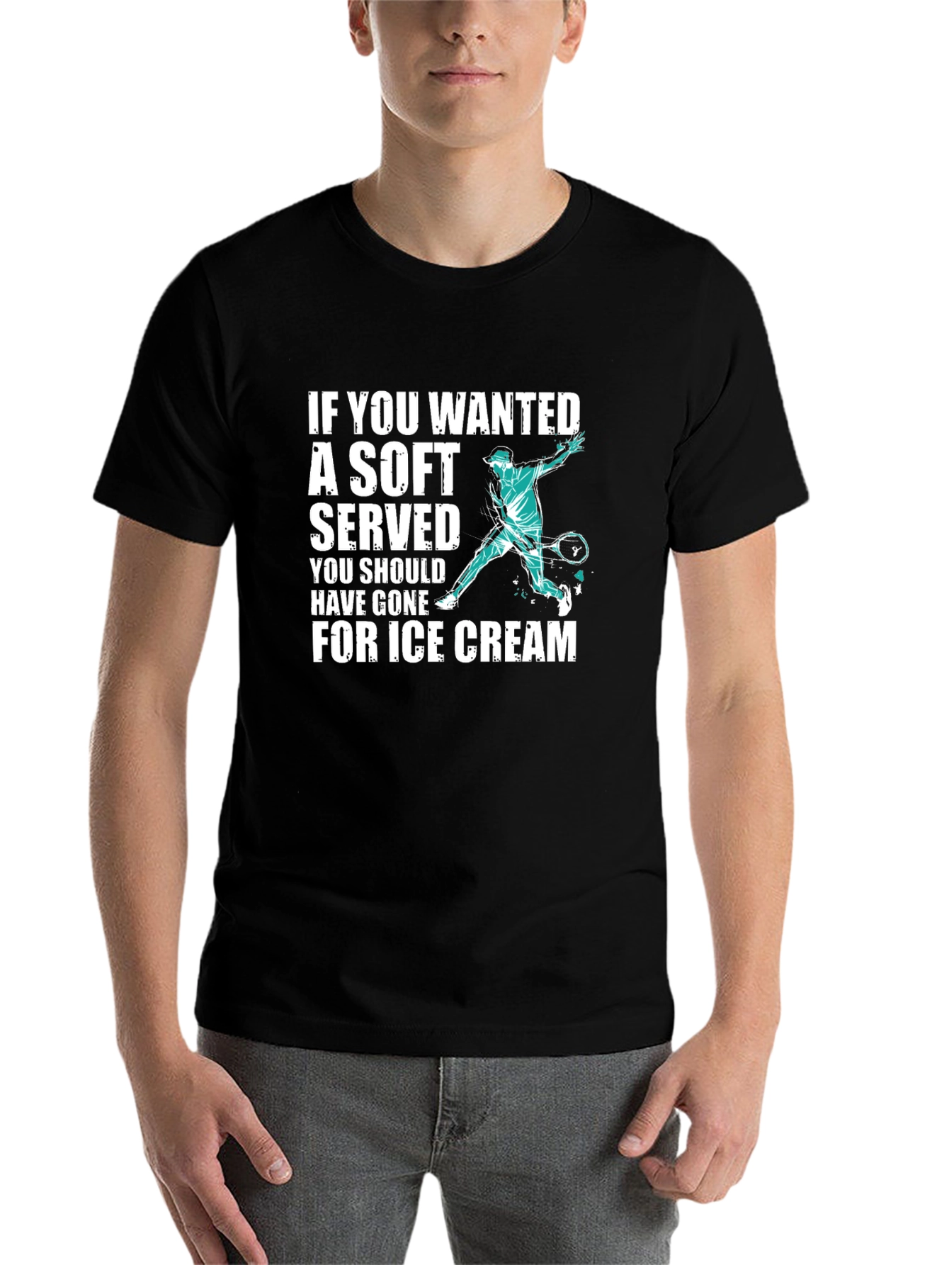Black Funny Tennis T-Shirt: If You Wanted a Soft Serve view 7
