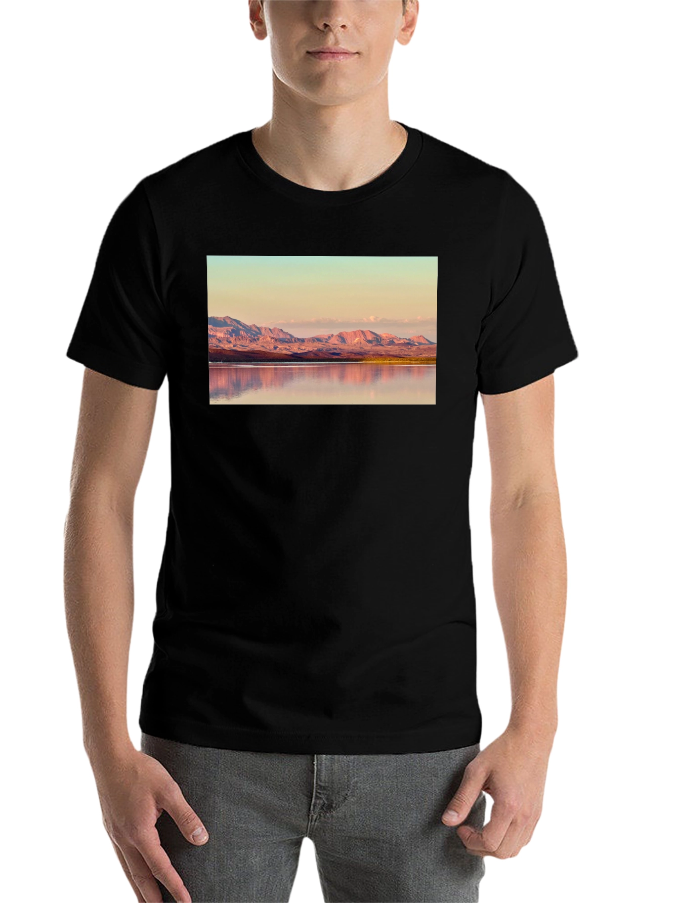 Black Mountain Lake Graphic T-Shirt view 7