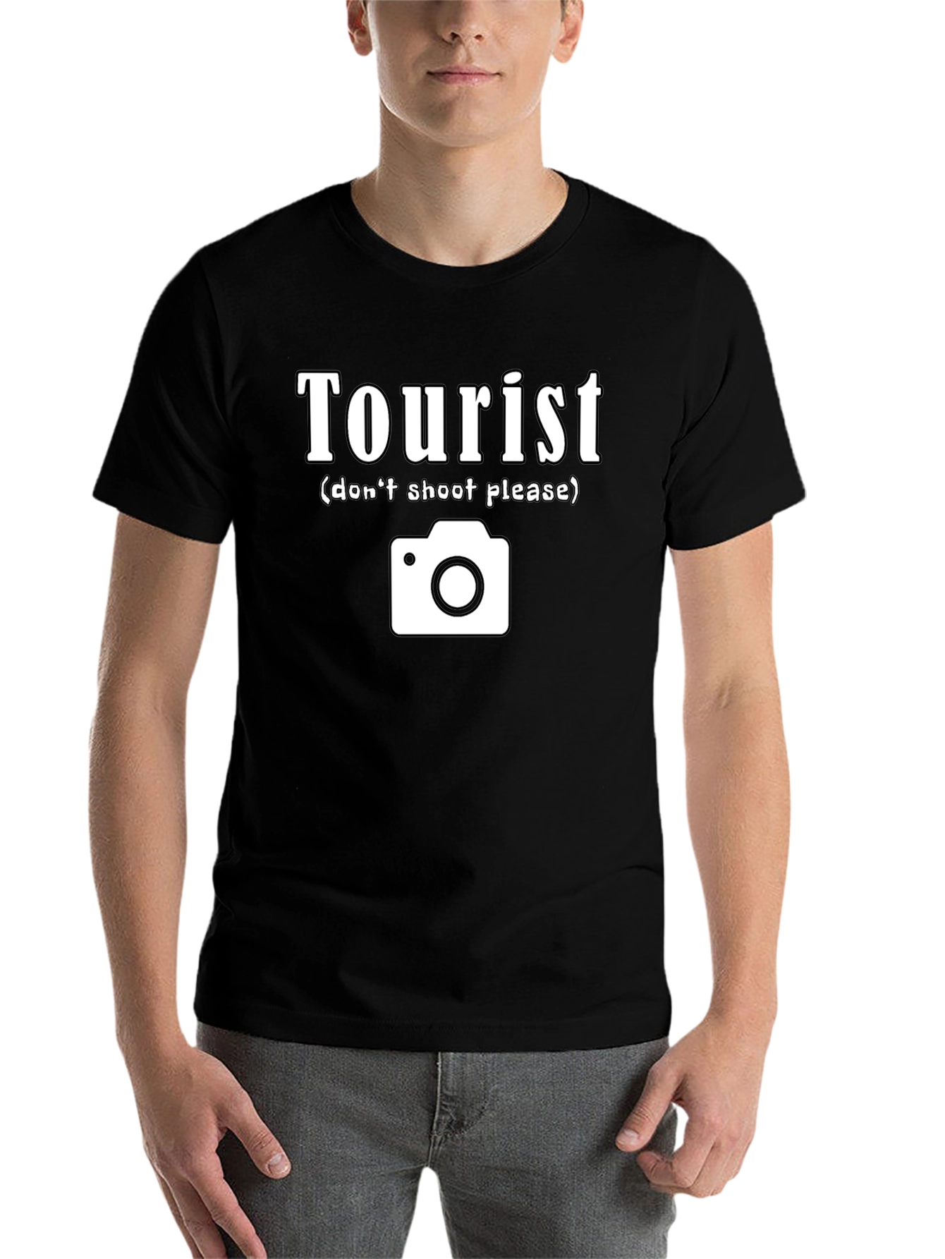 Black Tourist Graphic Tee - Funny Travel Shirt view 7