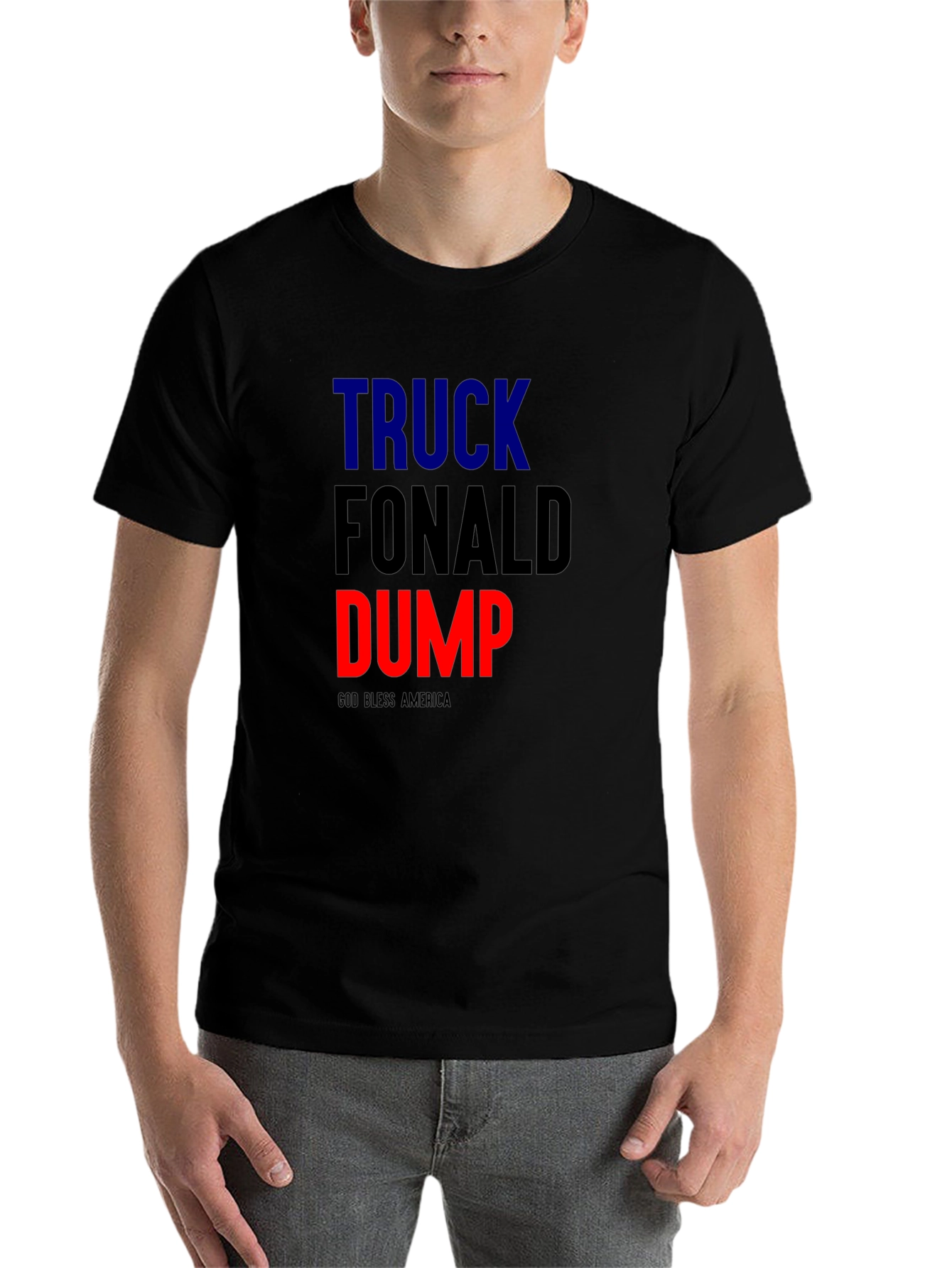 Black Truck Fonald Dump Slogan Graphic Tee view 7